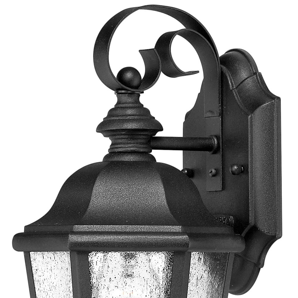 hinkley-edgewater-small-wall-mount-outdoor-lantern-black-clear-seedy-glass image 3