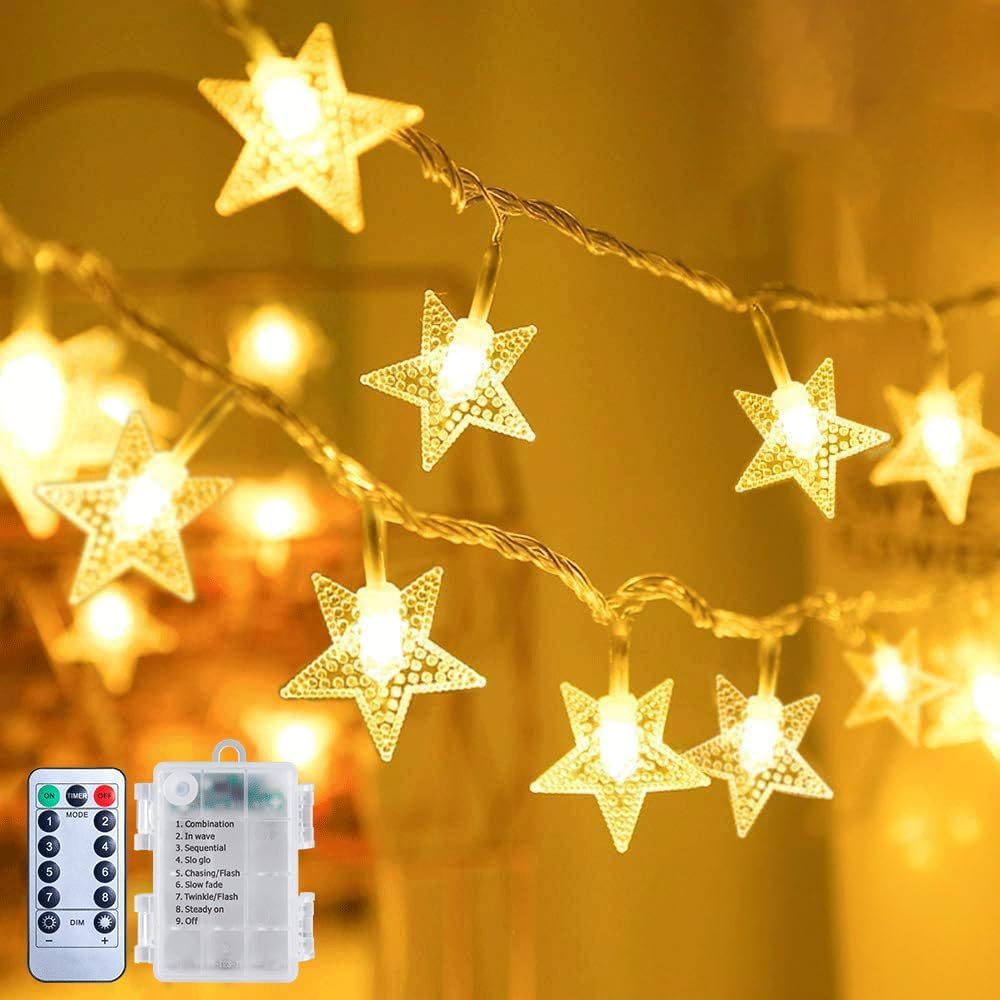 brightown-17ft-50-led-battery-operated-star-string-lights-with-remote-timer-warm image 2