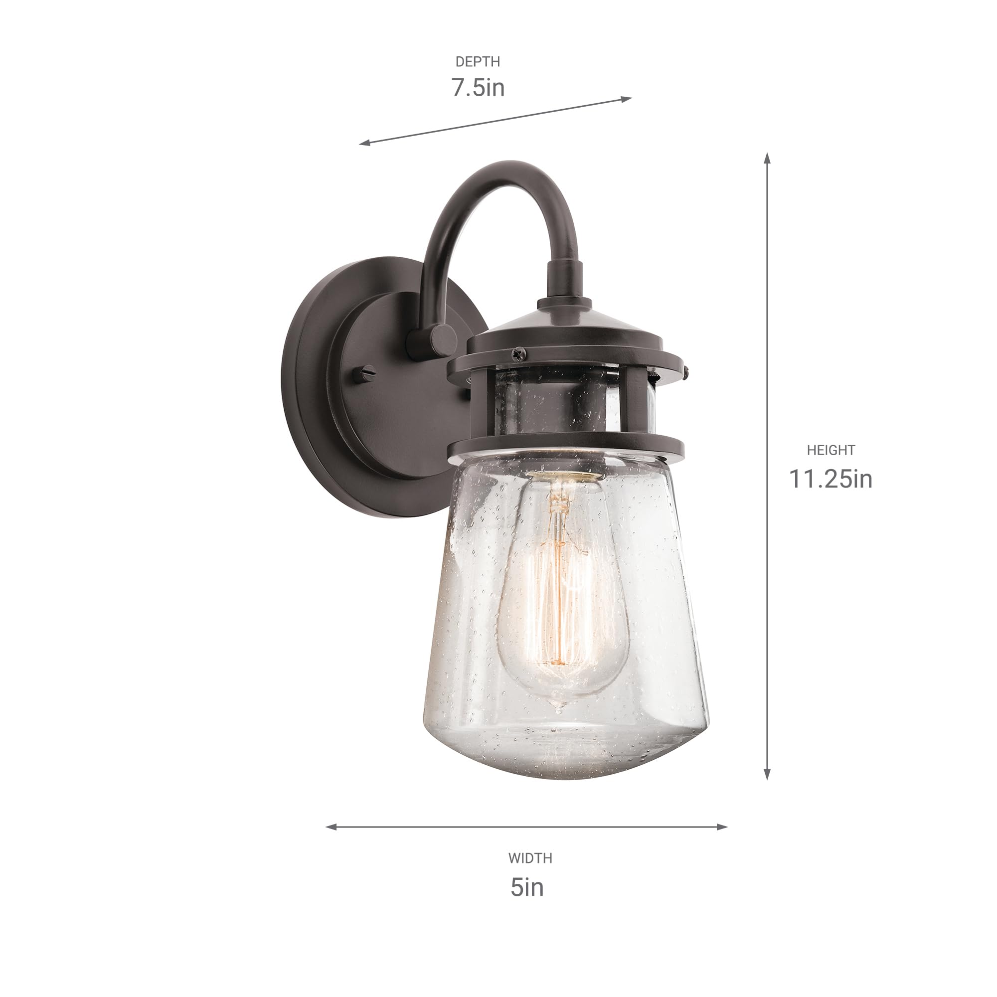 kichler-lyndon-1-light-outdoor-wall-sconce-in-architectural-bronze-with-clear-se image 7