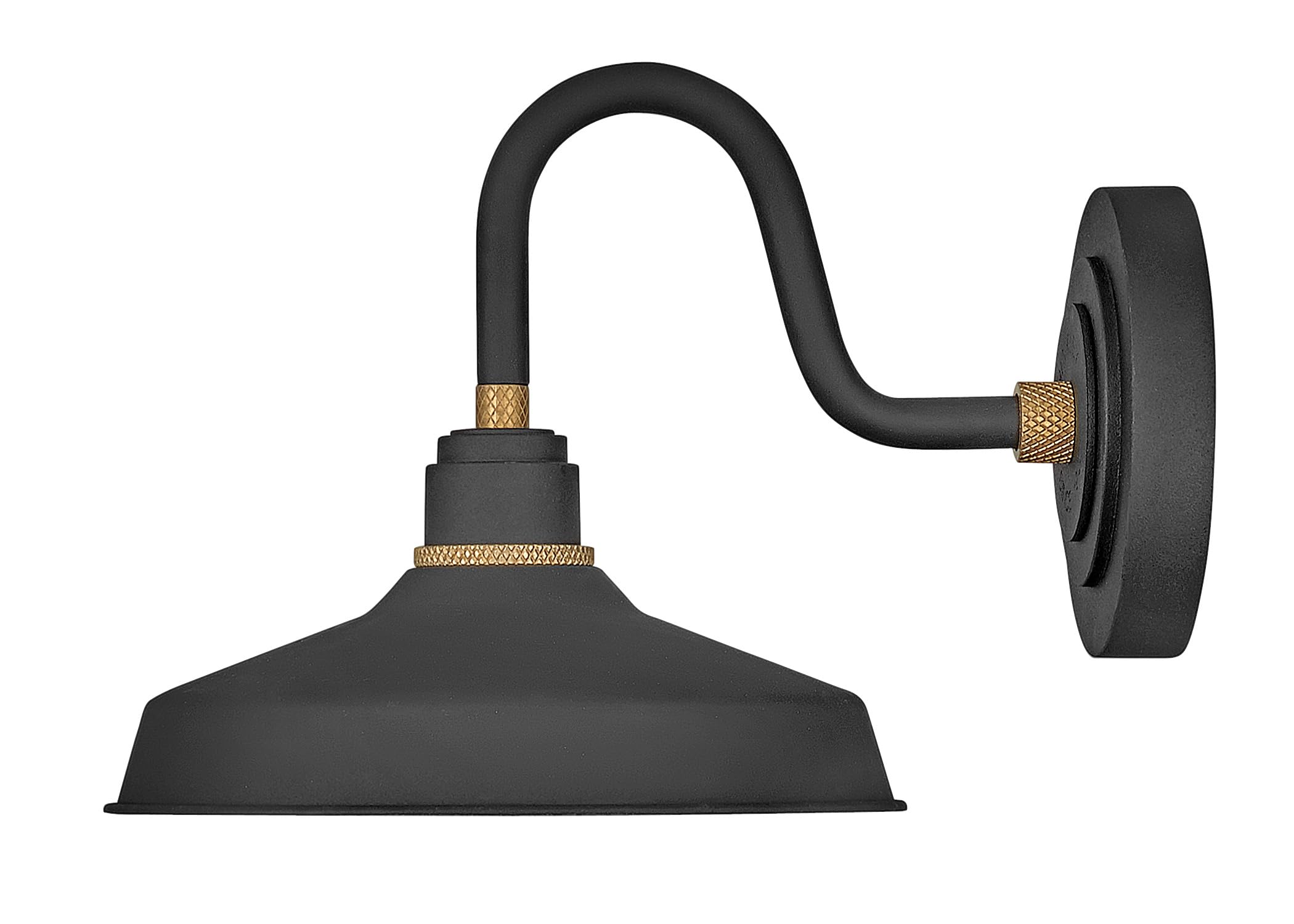 hinkley-foundry-classic-small-gooseneck-barn-light-textured-black-with-brass-acc image 1