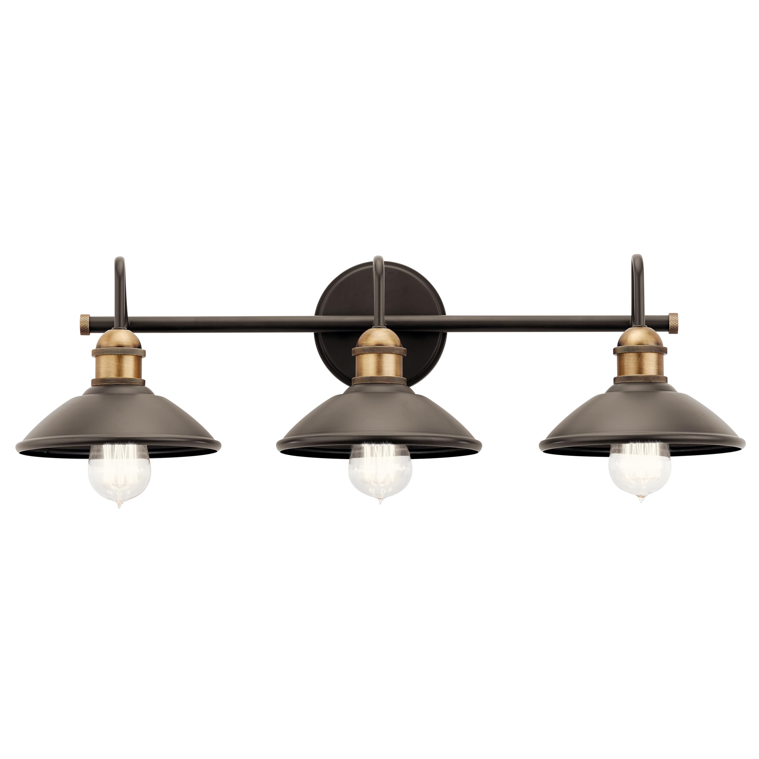 kichler-clyde-3-light-industrial-vanity-light-in-olde-bronze-with-globe-shades image 1