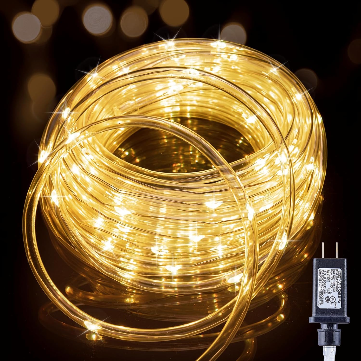brightown-33ft-100-led-plug-in-rope-string-lights-for-indoor-outdoor-warm-white- image 1