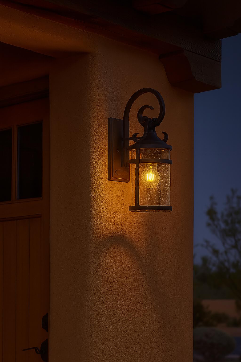 hinkley-casa-medium-outdoor-wall-lantern-wrought-iron-details-hand-forged-scroll image 2