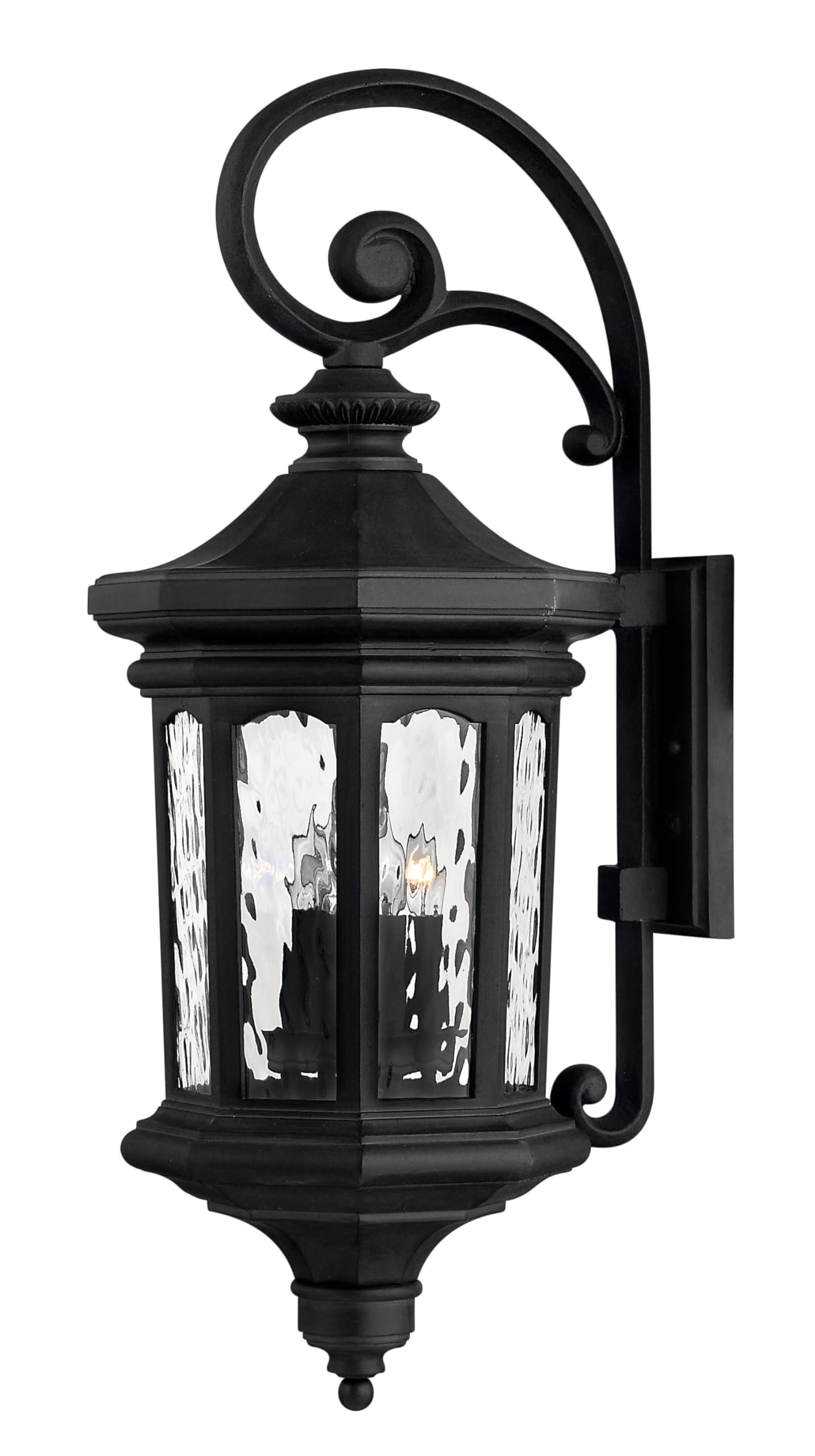 hinkley-raley-large-outdoor-wall-lantern-estate-series-museum-black-finish-clear image 1