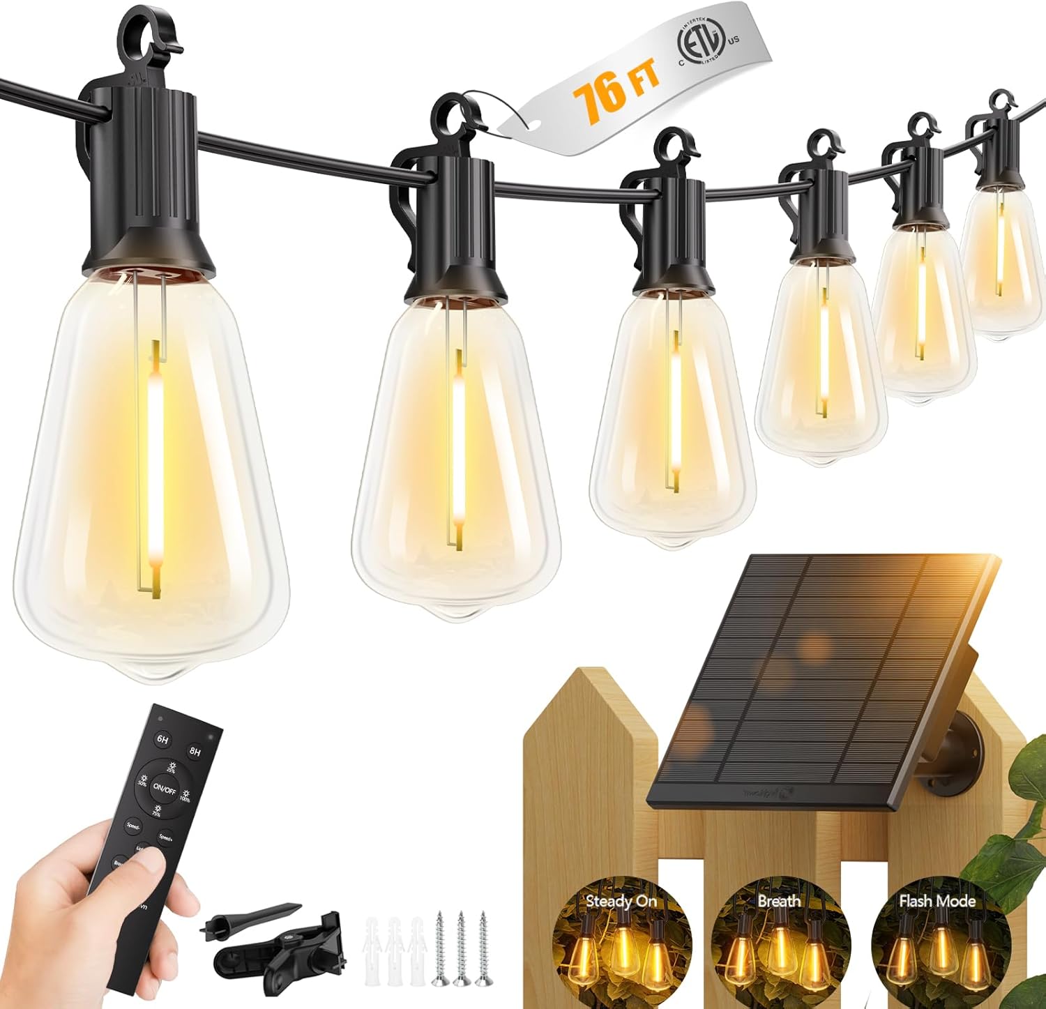 brightown-76ft-solar-powered-edison-string-lights-with-24-shatterproof-bulbs-rem image 1