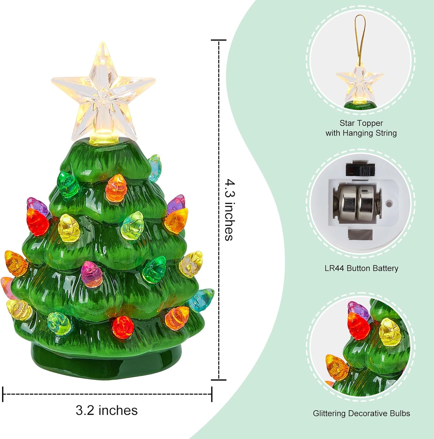 brightown-set-of-4-mini-ceramic-christmas-tree-night-lights-4-3-inch-pre-lit-wit image 2