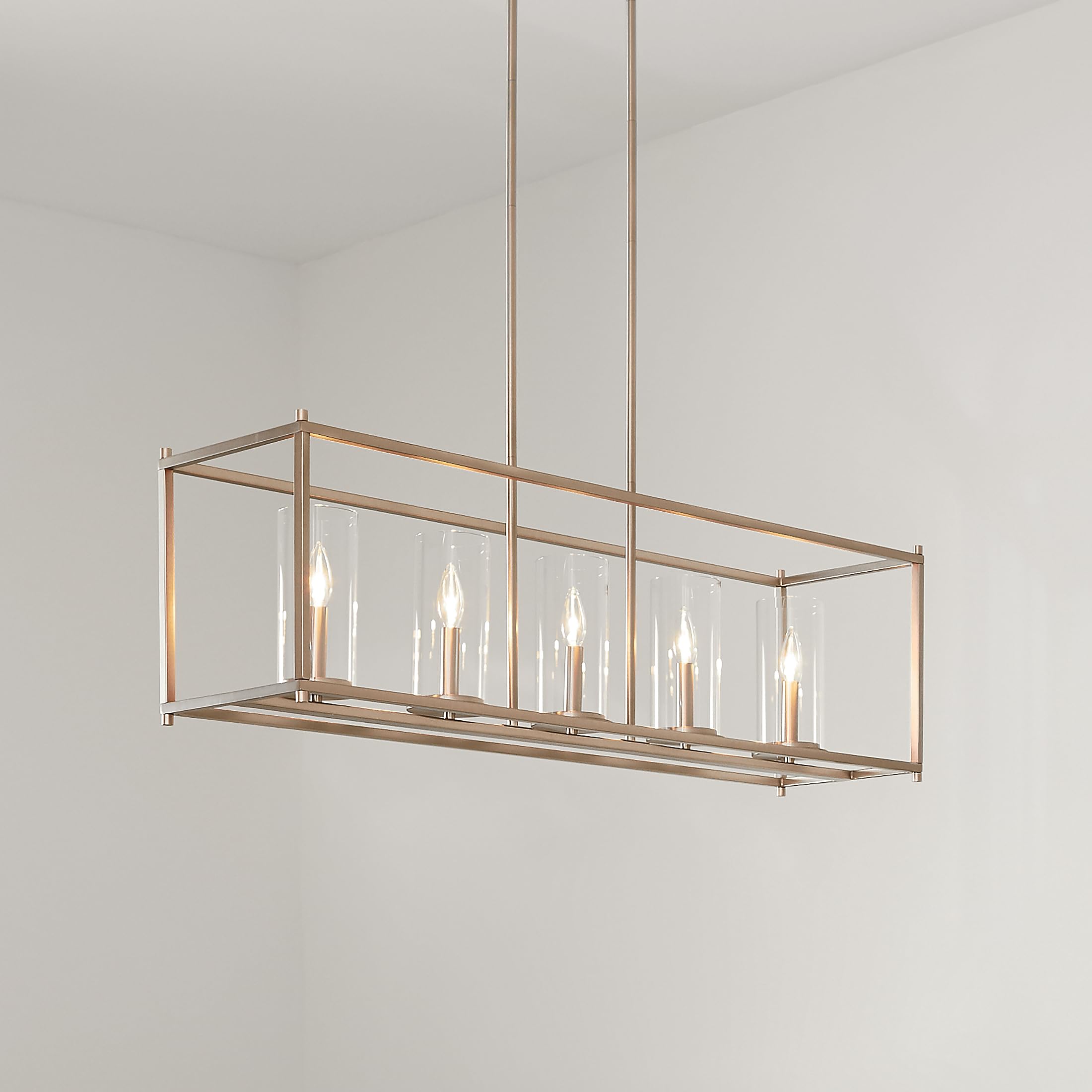 kichler-crosby-5-light-linear-chandelier-in-brushed-nickel-43995ni-for-dining-ro image 2