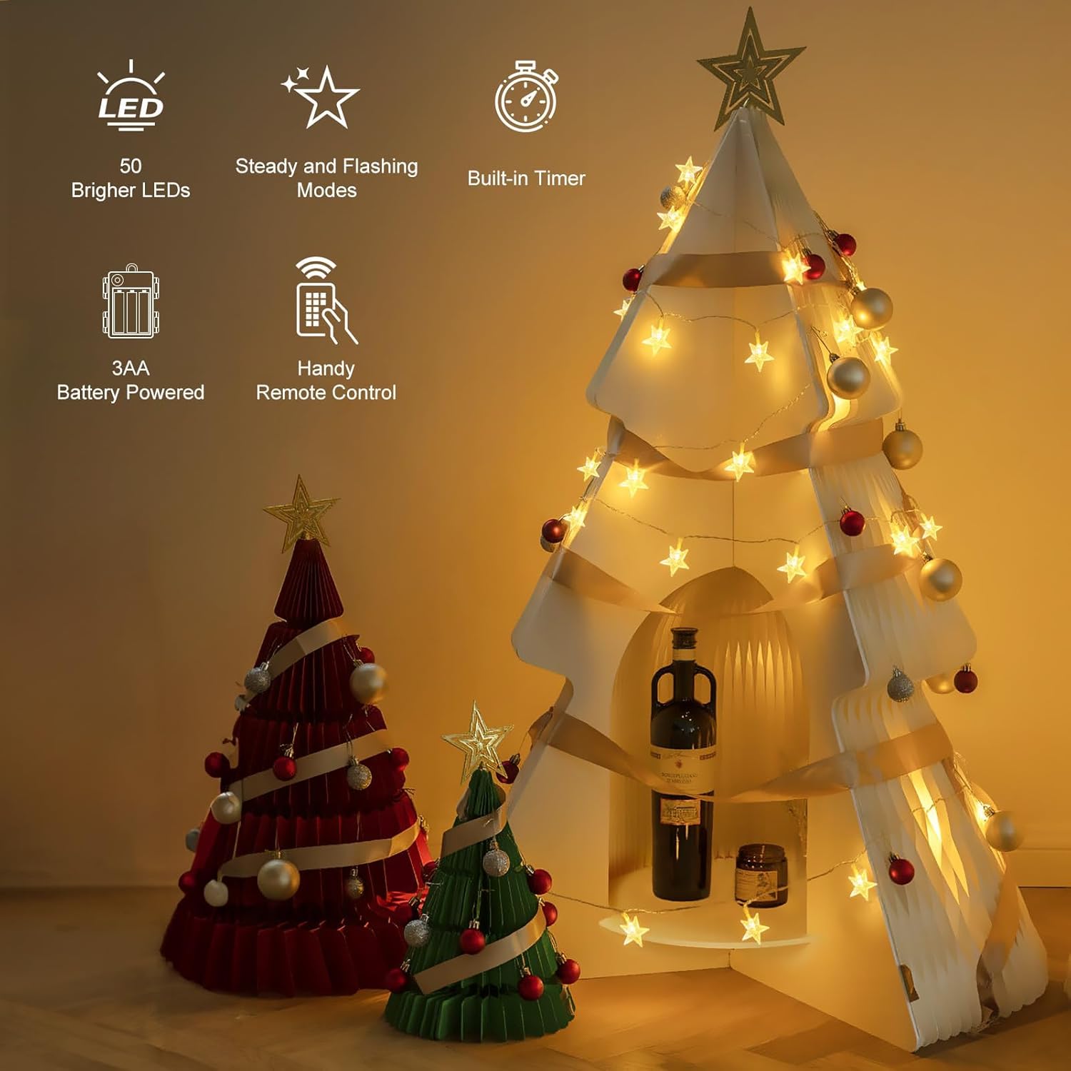 brightown-17ft-50-led-battery-operated-star-string-lights-with-remote-timer-warm image 3