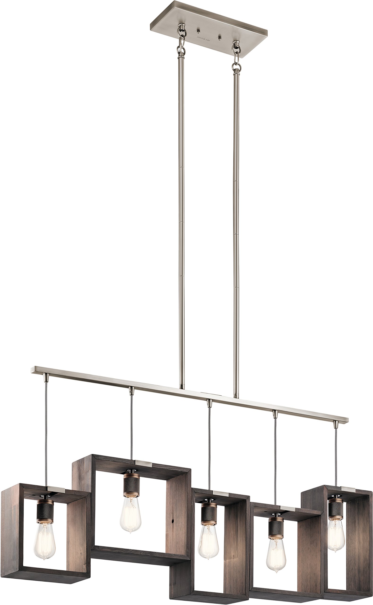 kichler-44216clp-industrial-frames-5-light-rustic-linear-chandelier-reclaimed-wo image 1