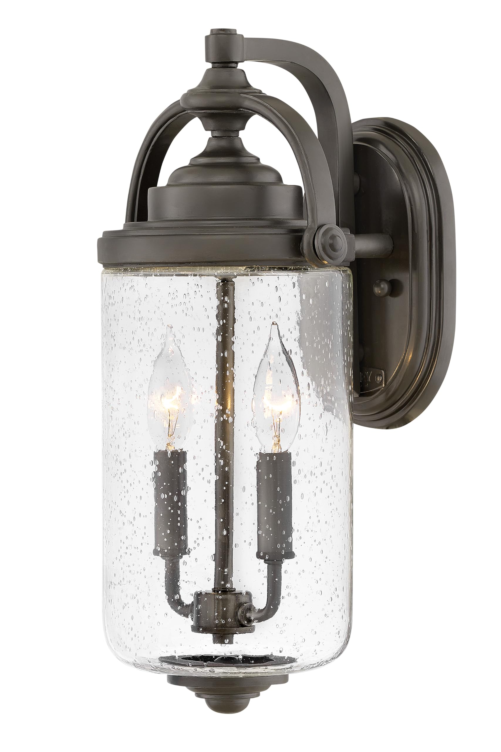 hinkley-willoughby-two-light-outdoor-medium-wall-lantern-oil-rubbed-bronze-clear image 1
