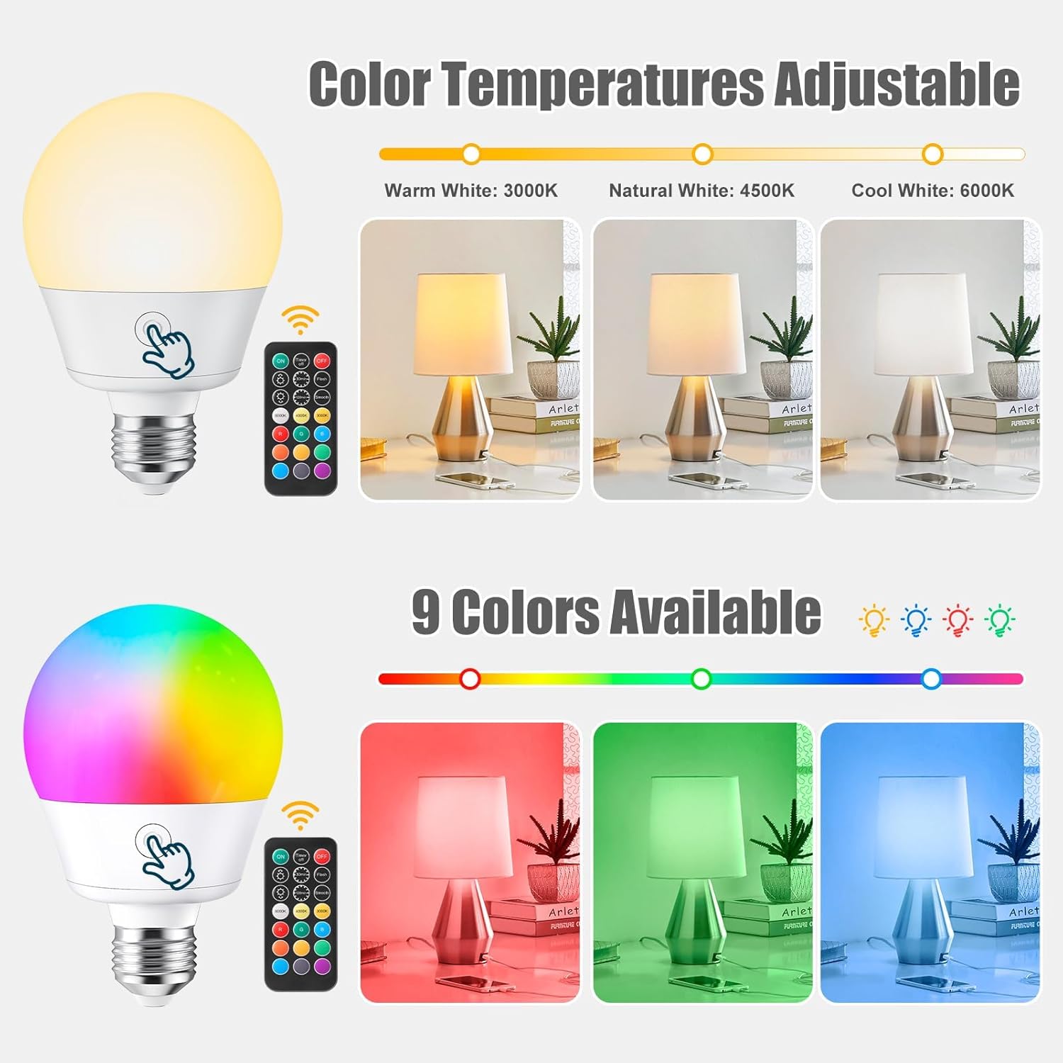 brightown-2-pack-e26-rechargeable-backup-light-bulb-with-remote-for-sconces-lamp image 4