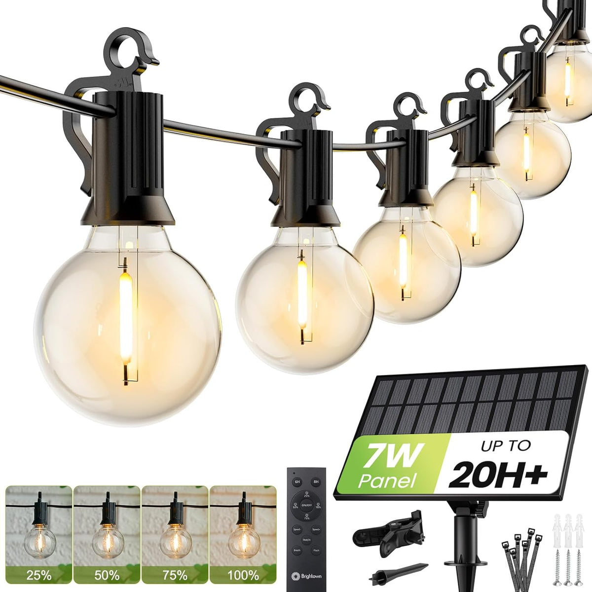 brightown-208ft-solar-powered-g40-100-led-bulbs-string-lights-remote-control-3-m image 1