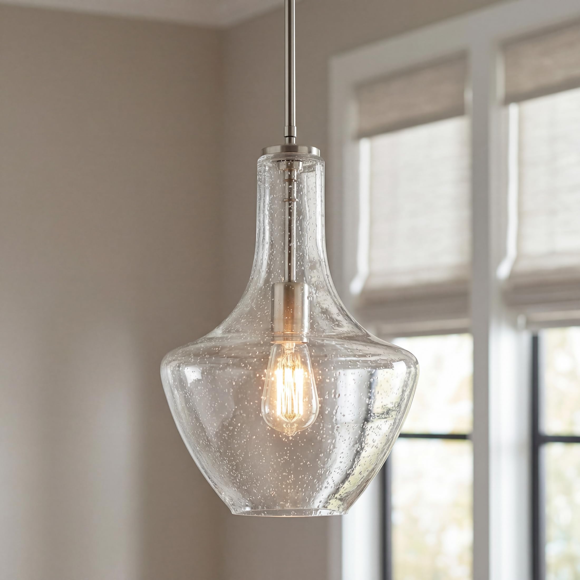 kichler-everly-bell-pendant-light-seeded-glass-brushed-nickel-model-42141nics image 2