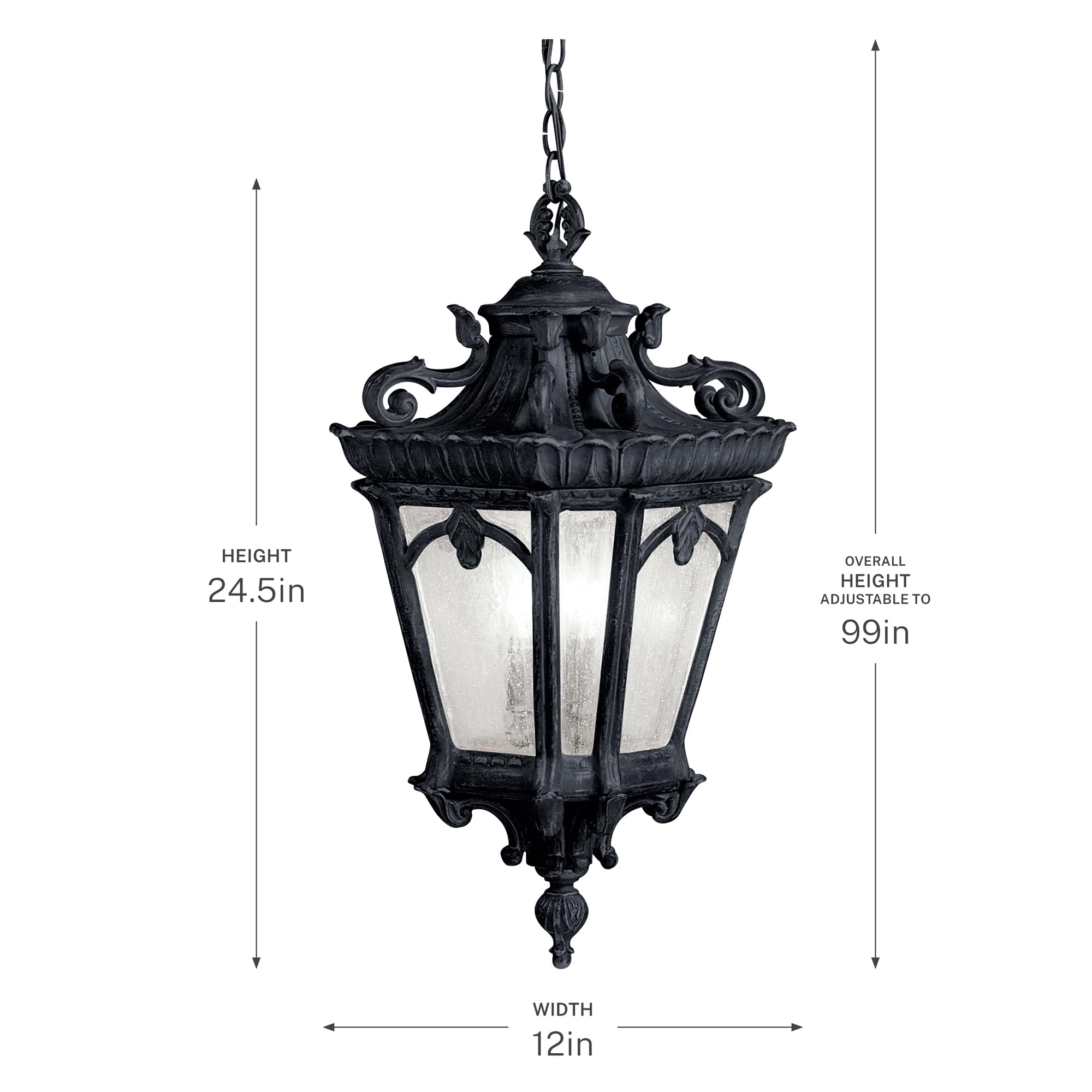 kichler-tournai-3-light-outdoor-pendant-textured-black-clear-seeded-glass-9855bk image 8