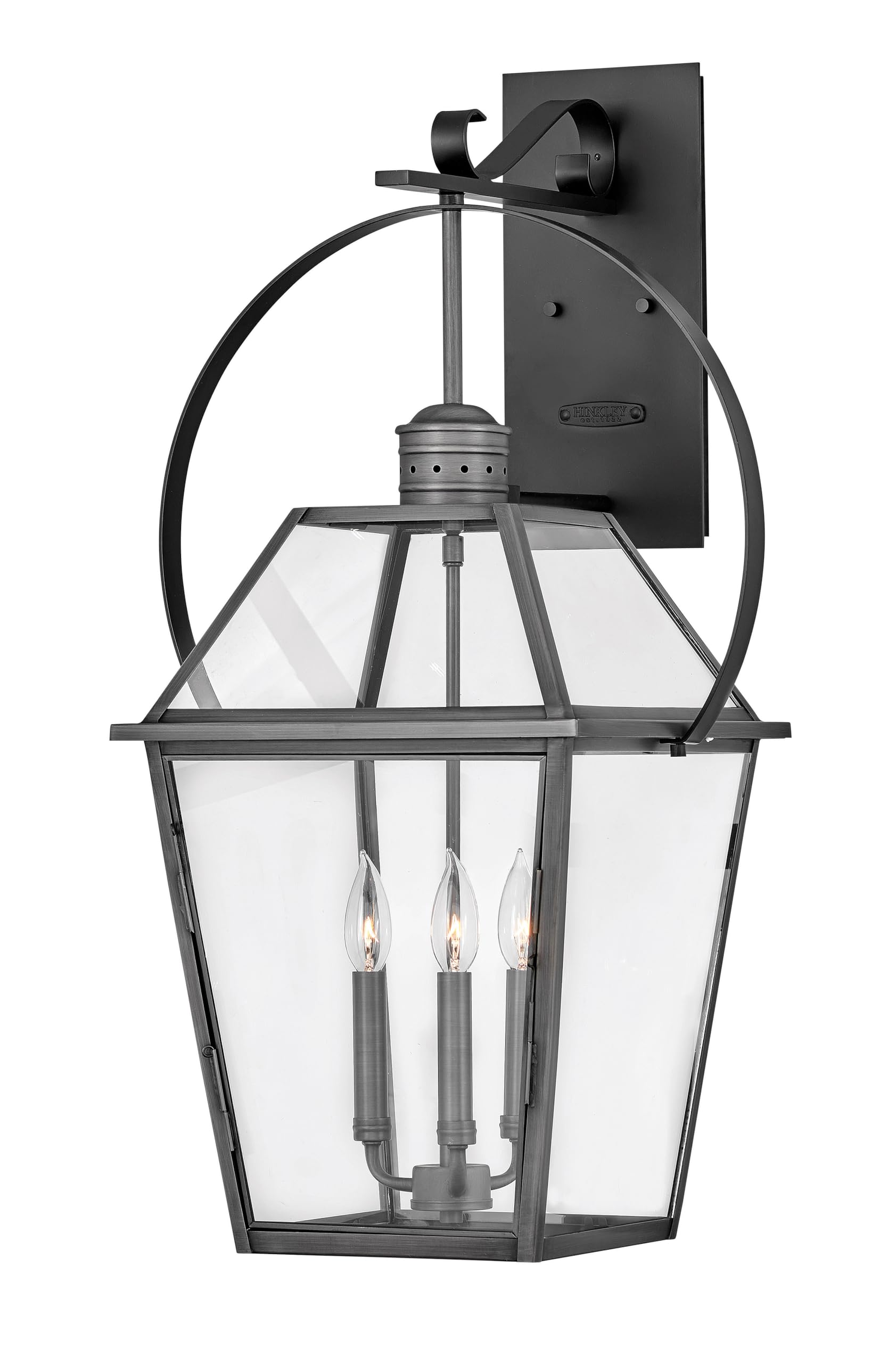 hinkley-nouvelle-30-75-3-light-outdoor-hanging-lantern-blackened-brass-with-blac image 1