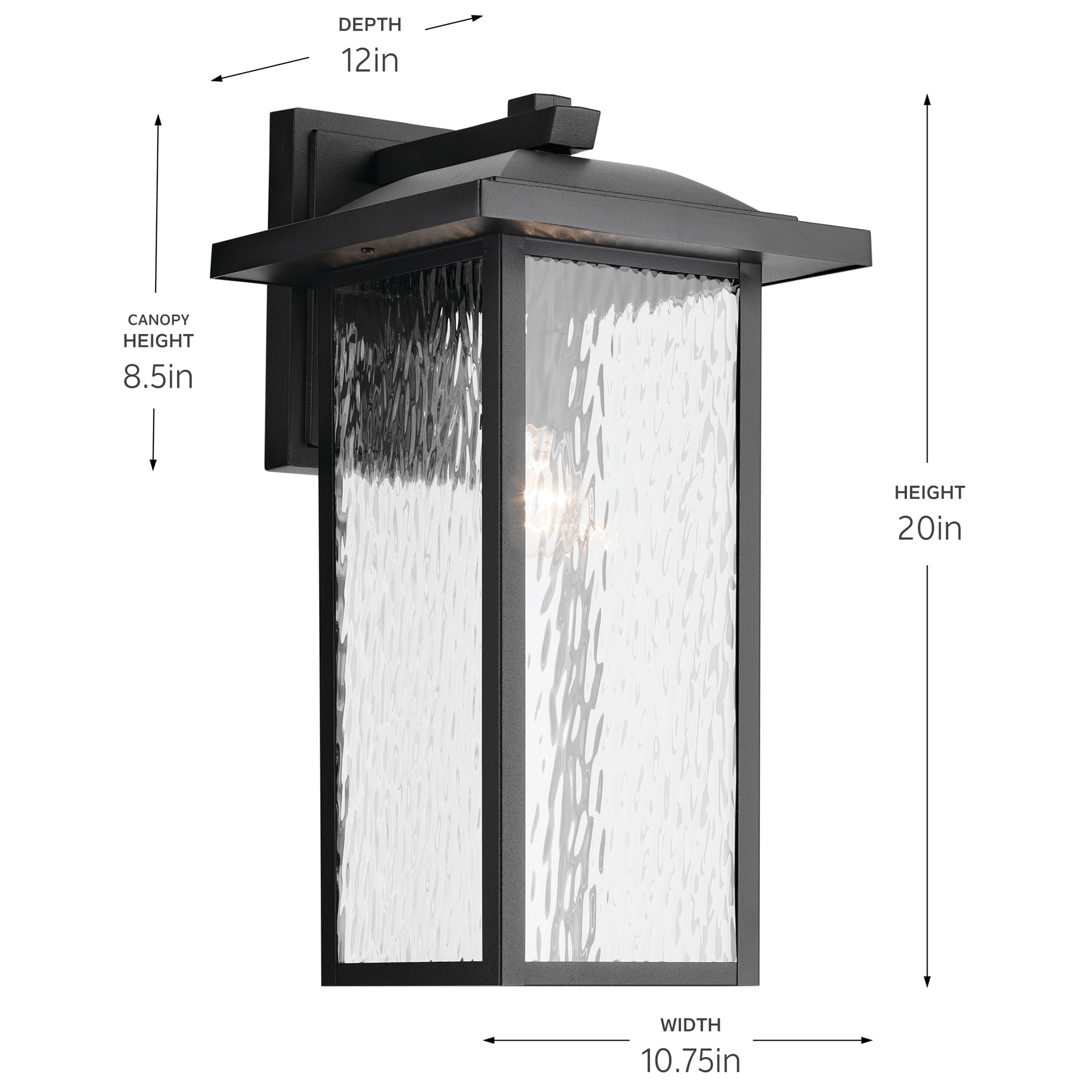 kichler-capanna-outdoor-wall-light-textured-black-water-glass-10-75-x-20-49928bk image 4