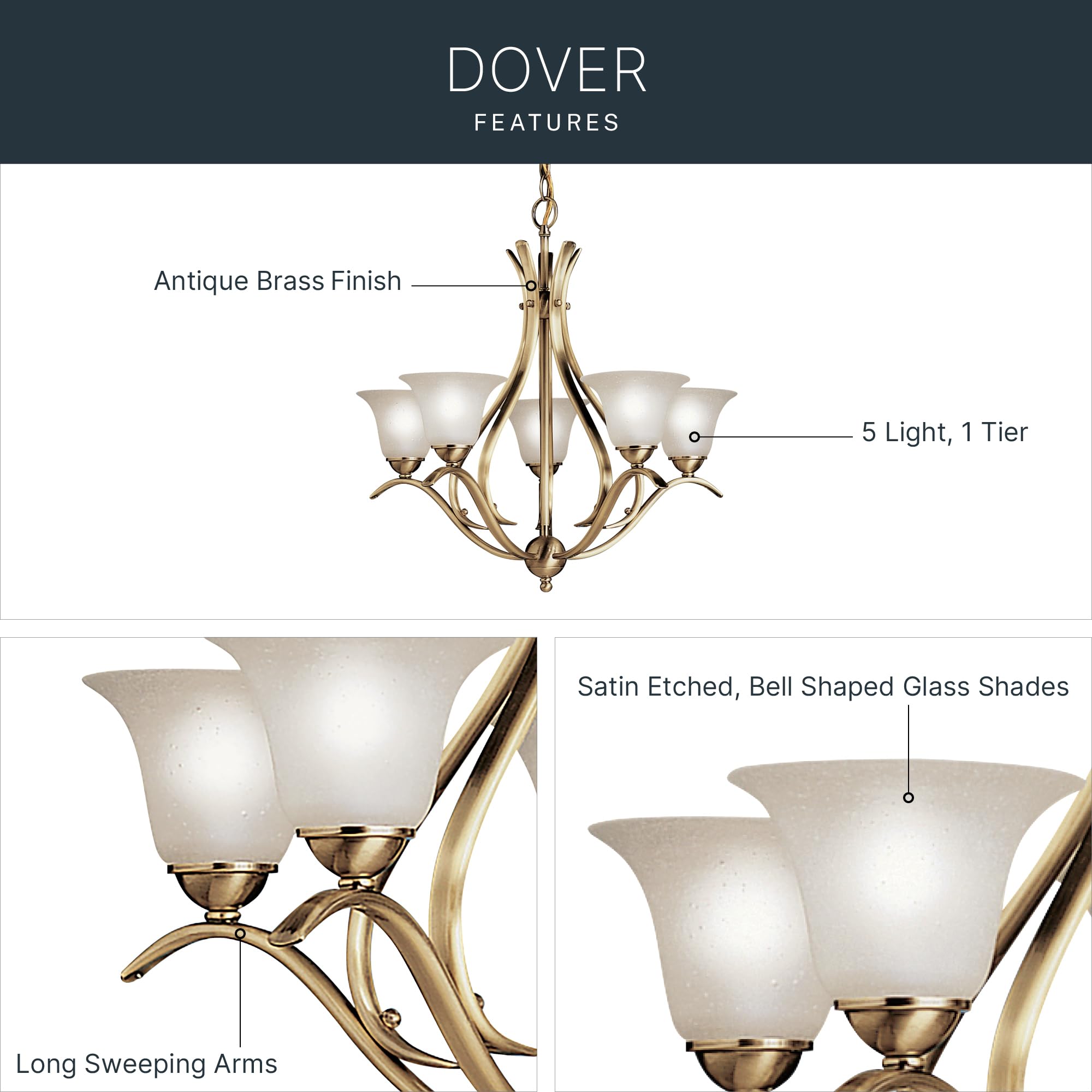 kichler-dover-5-light-chandelier-antique-brass image 3