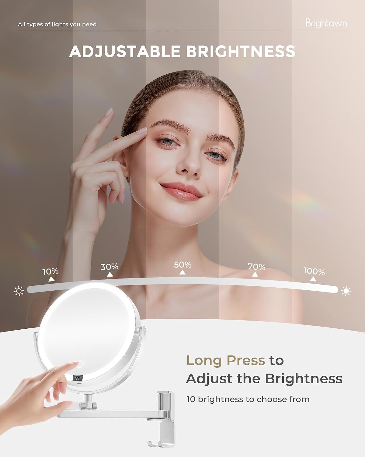 brightown-4000mah-rechargeable-wall-mounted-lighted-makeup-mirror-3-color-lights image 4