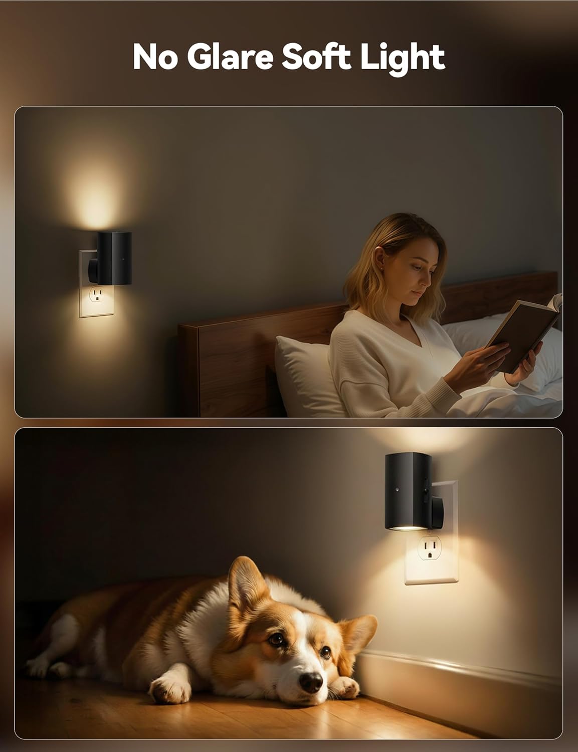 brightown-2-pack-plug-in-night-lights-with-rotating-plug-light-sensor-warm-white image 3