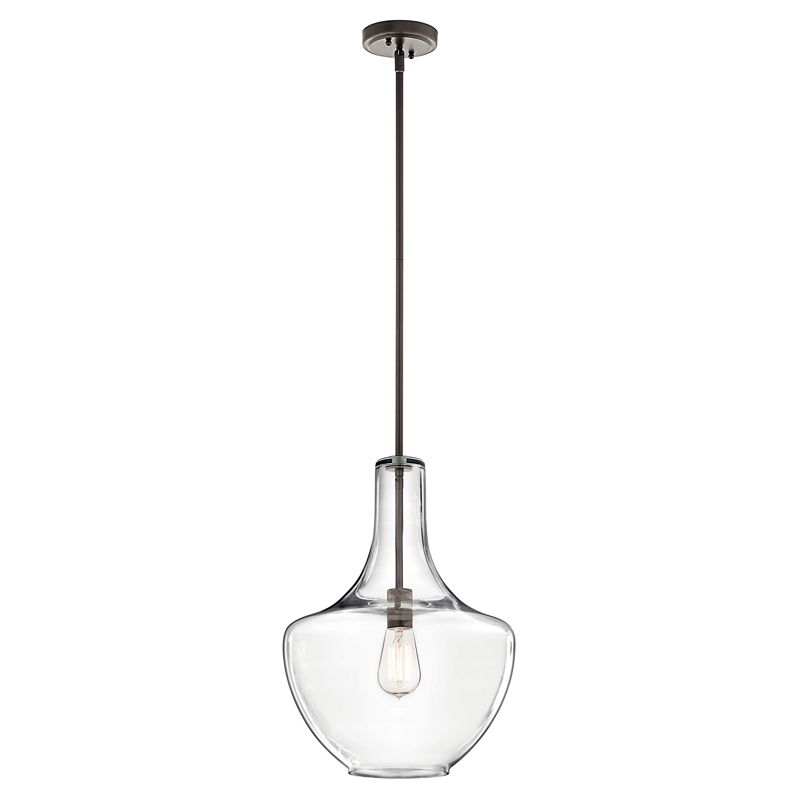 kichler-everly-bell-pendant-light-with-clear-glass-and-olde-bronze-finish image 1