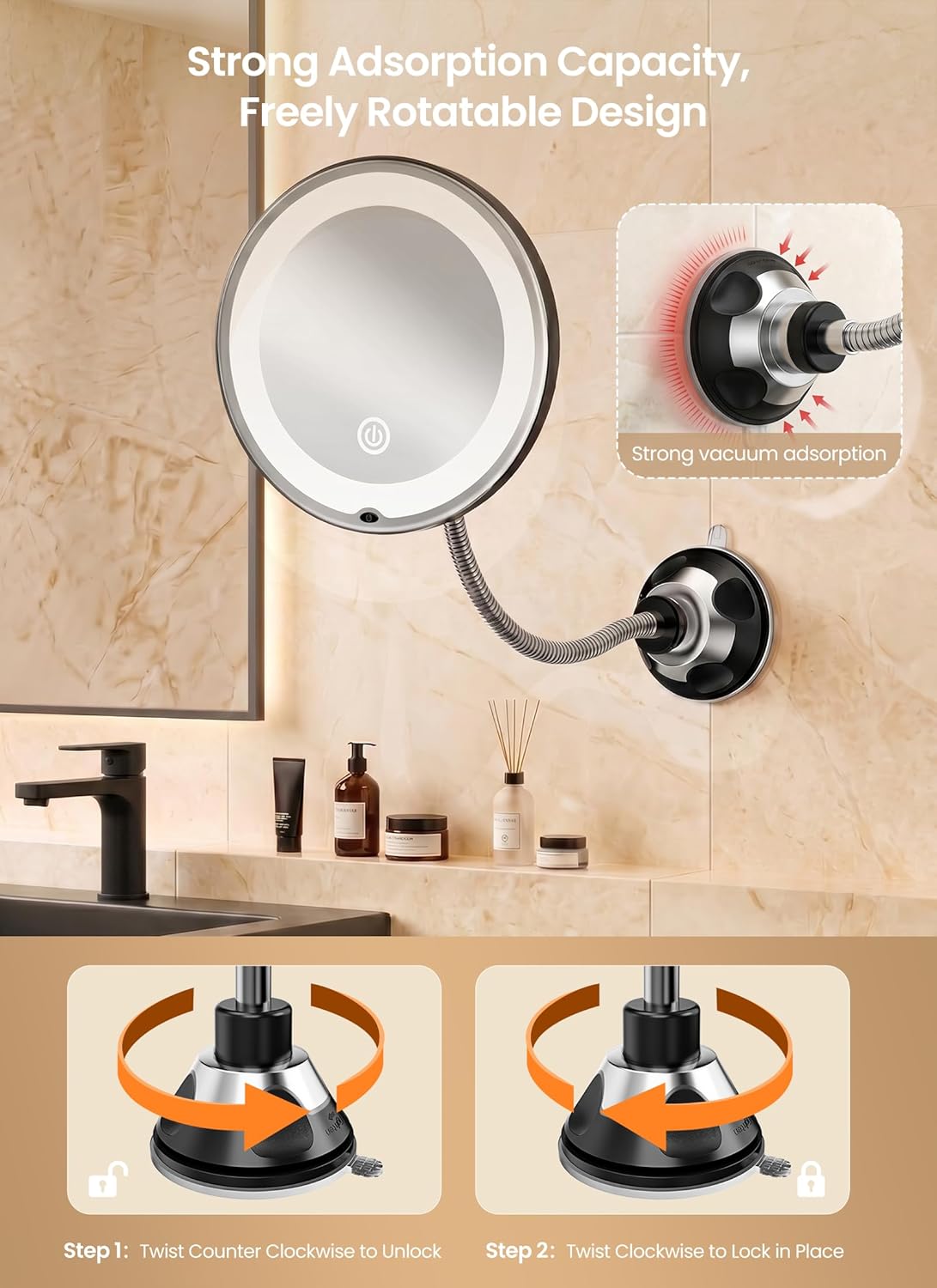 brightown-flexible-gooseneck-battery-operated-10x-magnifying-makeup-mirror-with- image 5