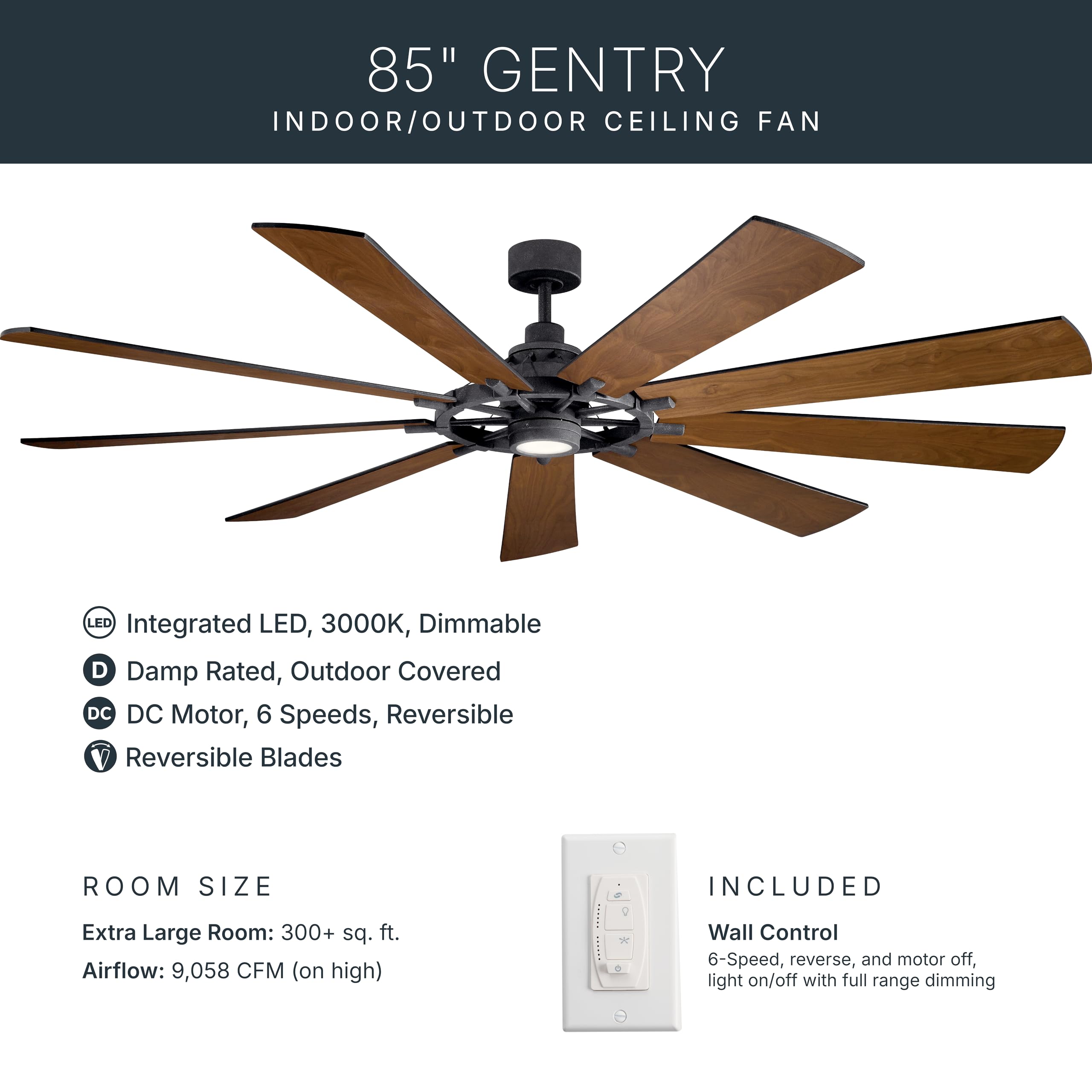 kichler-gentry-xl-9-blade-distressed-black-ceiling-fan-with-1-light-led-model-30 image 6
