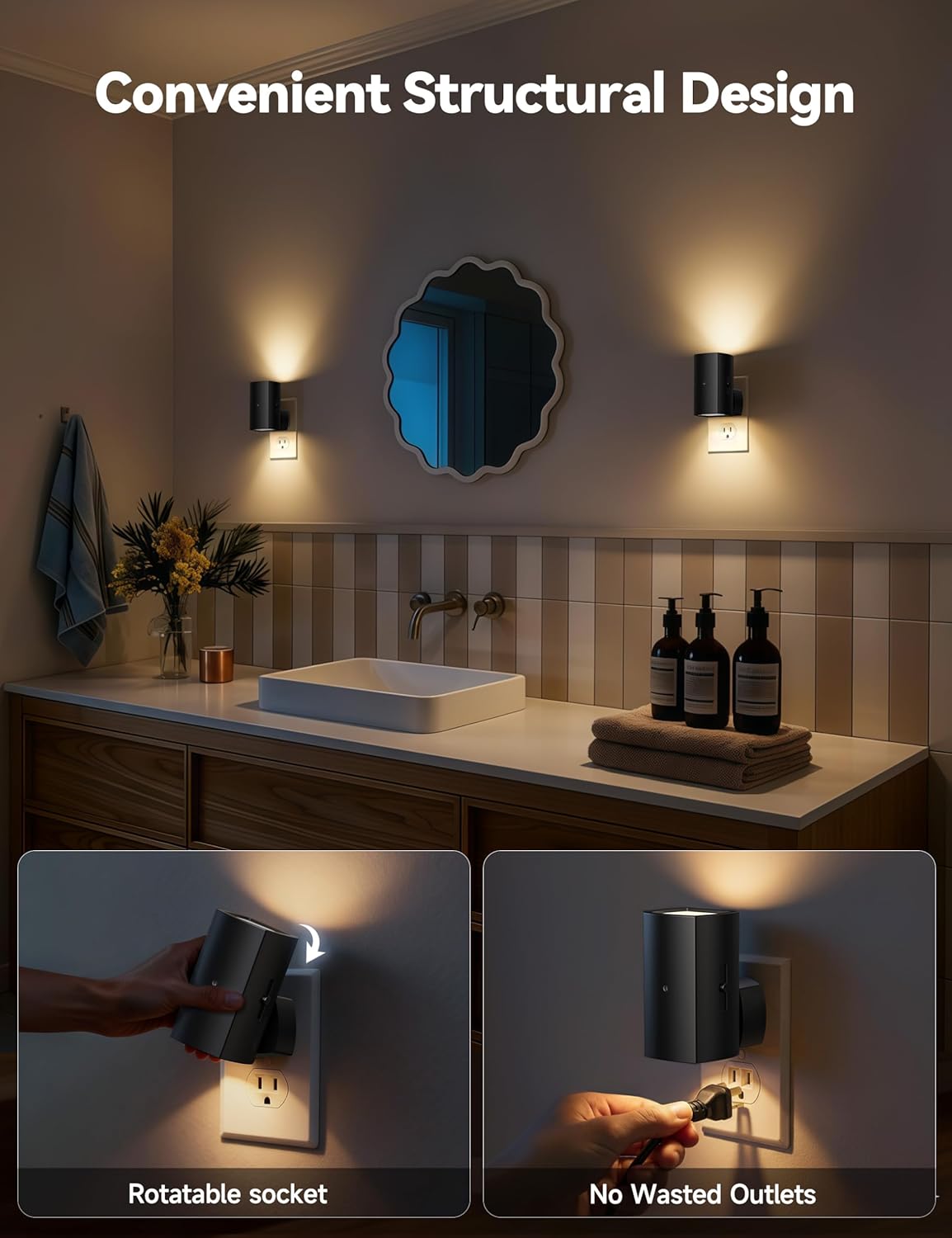 brightown-2-pack-plug-in-night-lights-with-rotating-plug-light-sensor-warm-white image 4
