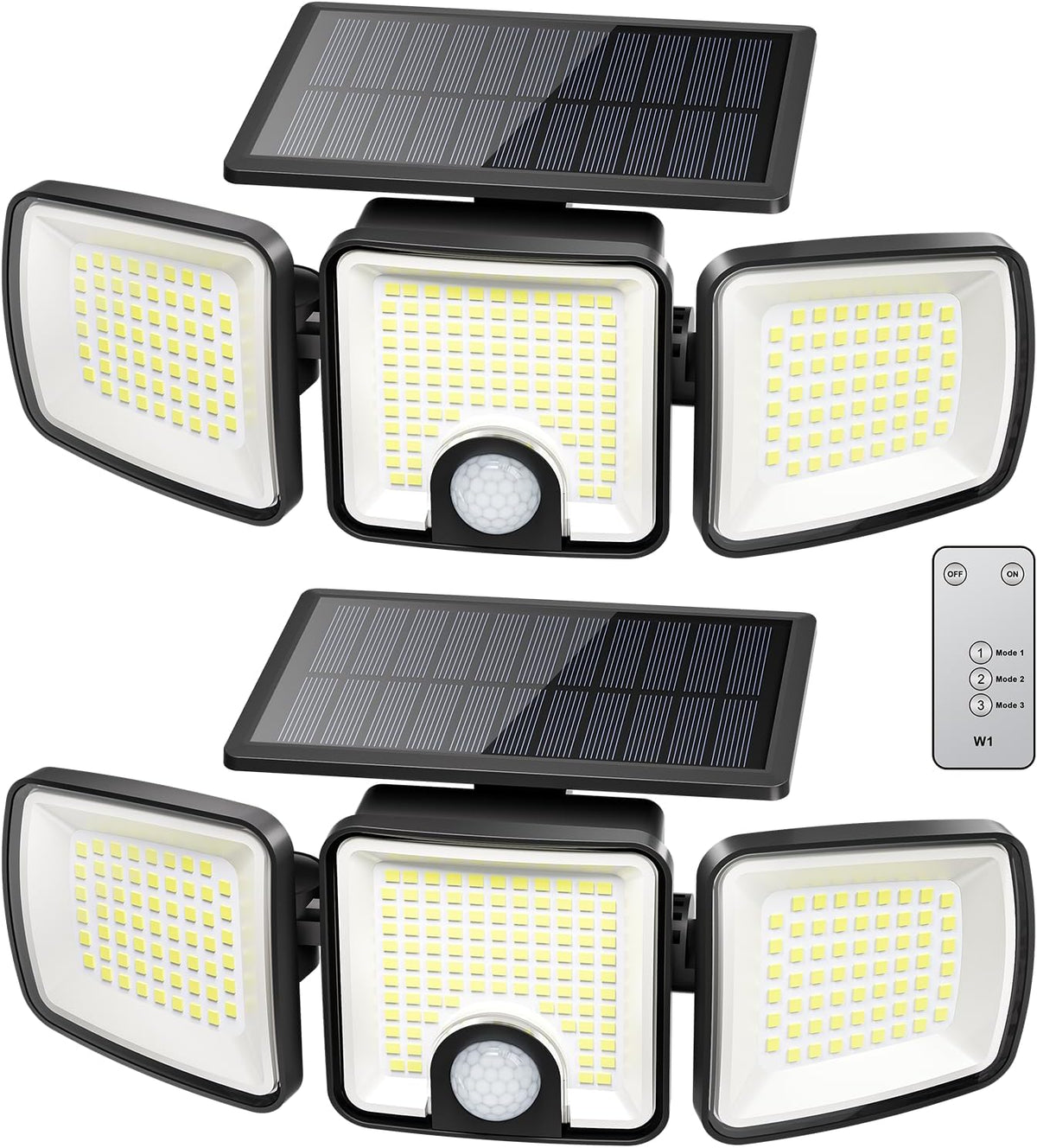 brightown-3-head-solar-security-flood-lights-with-motion-sensor-223-led-3-modes- image 1