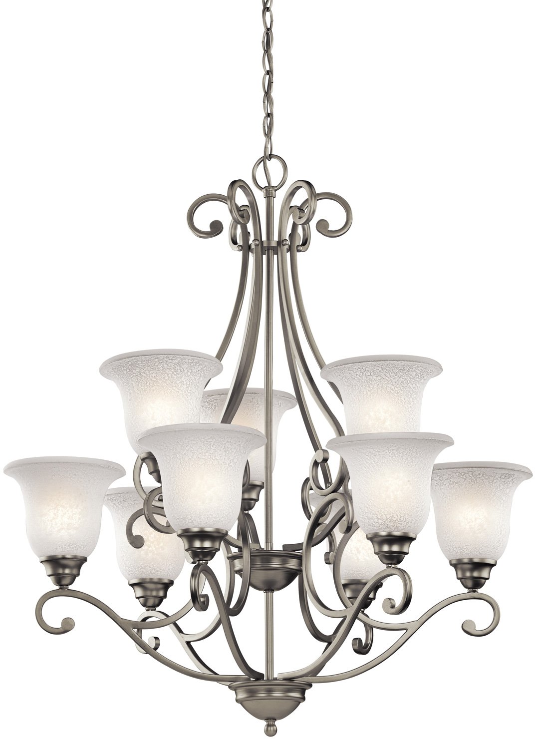 kichler-camerena-34-5-9-light-two-tier-chandelier-in-brushed-nickel-with-white-s image 1