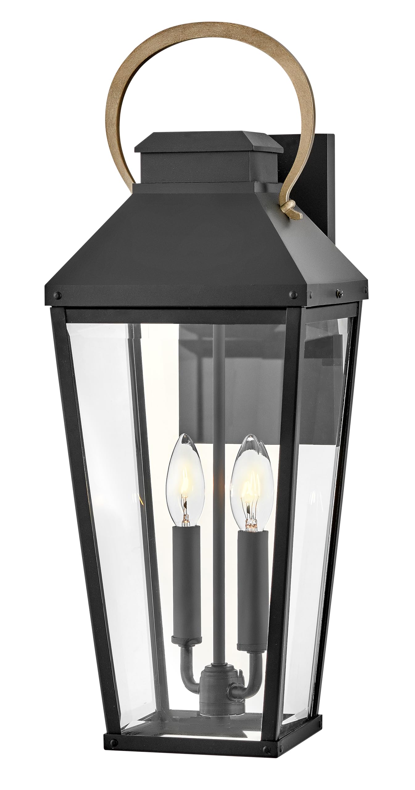 hinkley-dawson-large-wall-mount-outdoor-lantern-aluminum-clear-beveled-glass-tap image 1