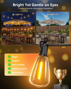 brightown-52ft-15-1-led-shatterproof-bulbs-solar-string-lights-outdoor image 2