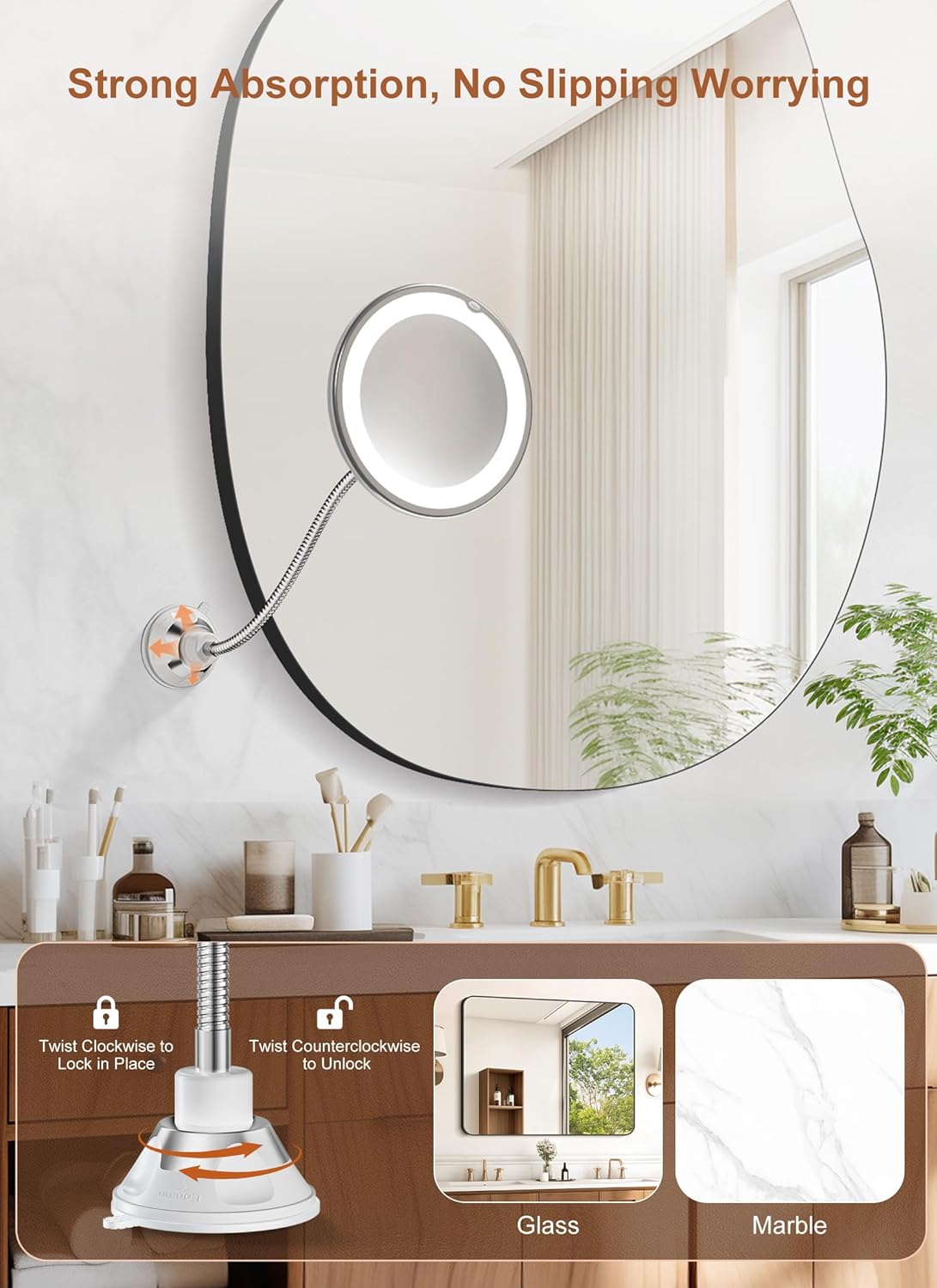 brightown-gooseneck-makeup-mirror-light-with-10x-magnification-battery-operated image 4