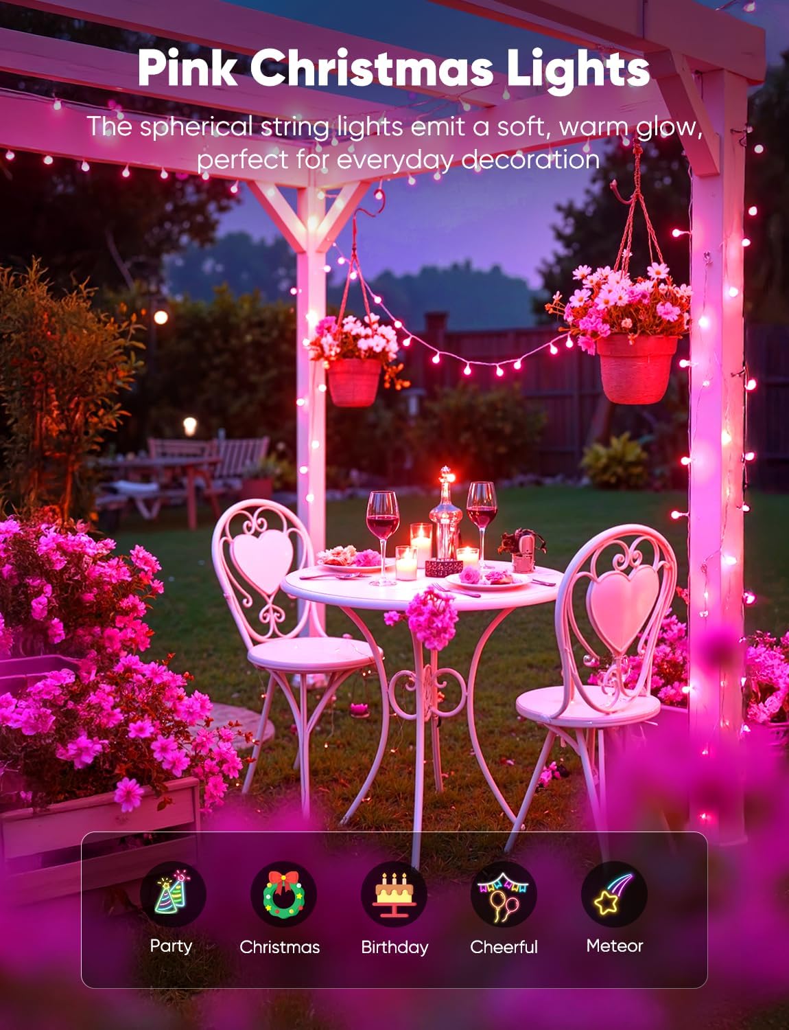 brightown-33ft-plug-in-mini-globe-fairy-string-lights-100-pink-led-8-modes-timer image 4