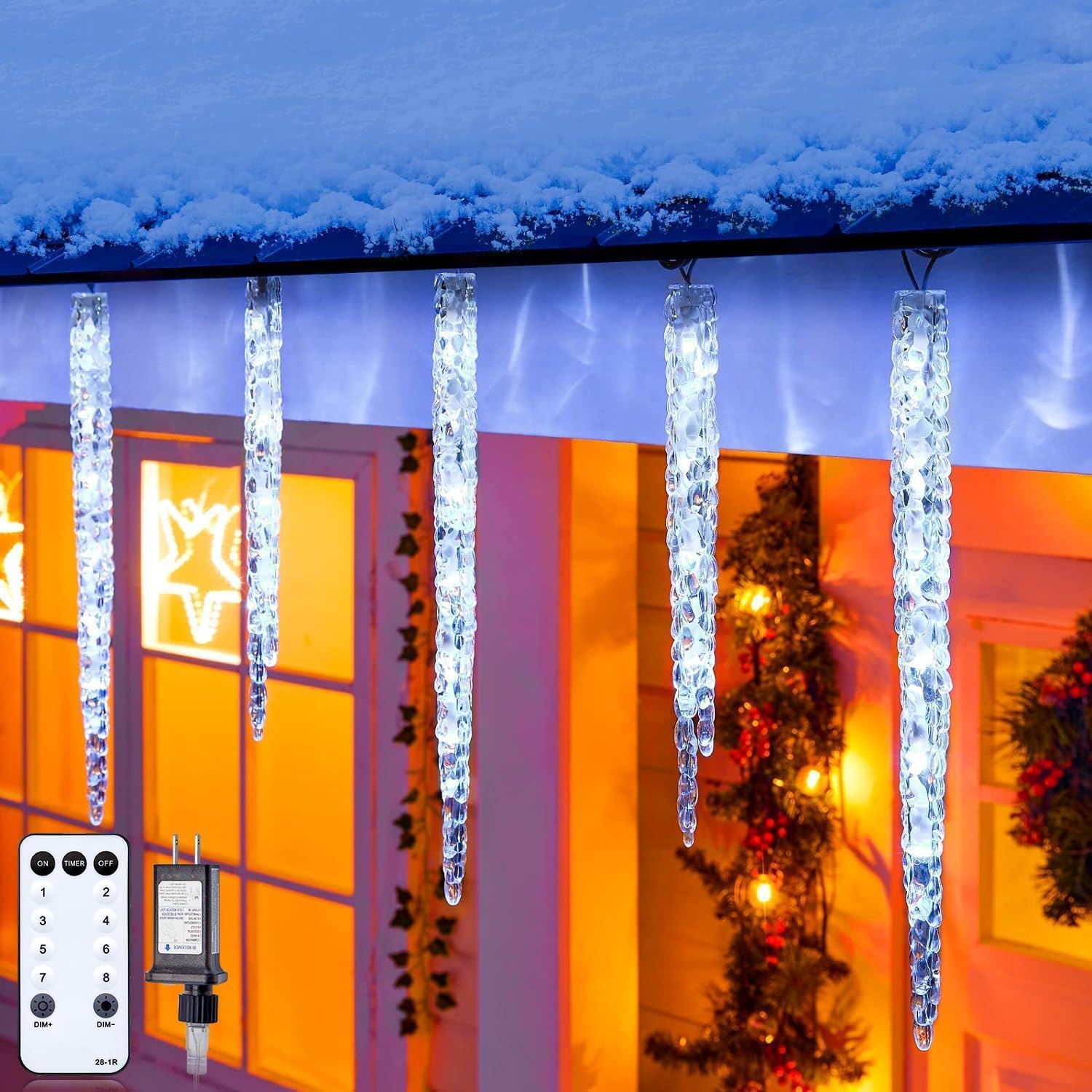 brightown-20ft-20-tubes-100-led-cool-white-christmas-icicle-lights-with-remote image 8