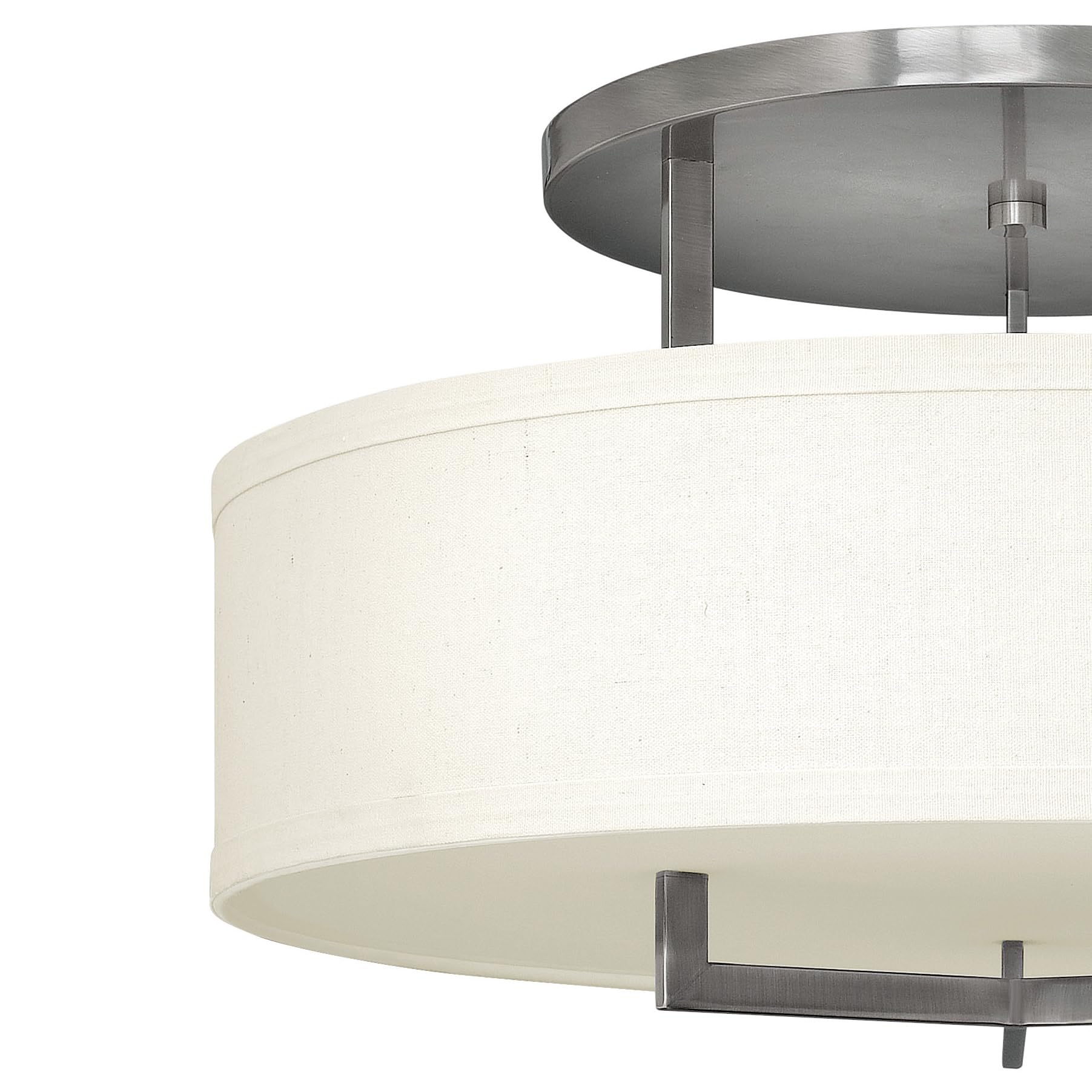 hinkley-hampton-semi-flush-mount-light-antique-nickel-off-white-linen-drum-shade image 6