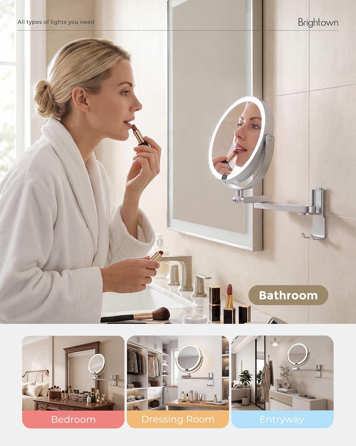 brightown-4000mah-rechargeable-wall-mounted-lighted-makeup-mirror-3-color-lights image 8