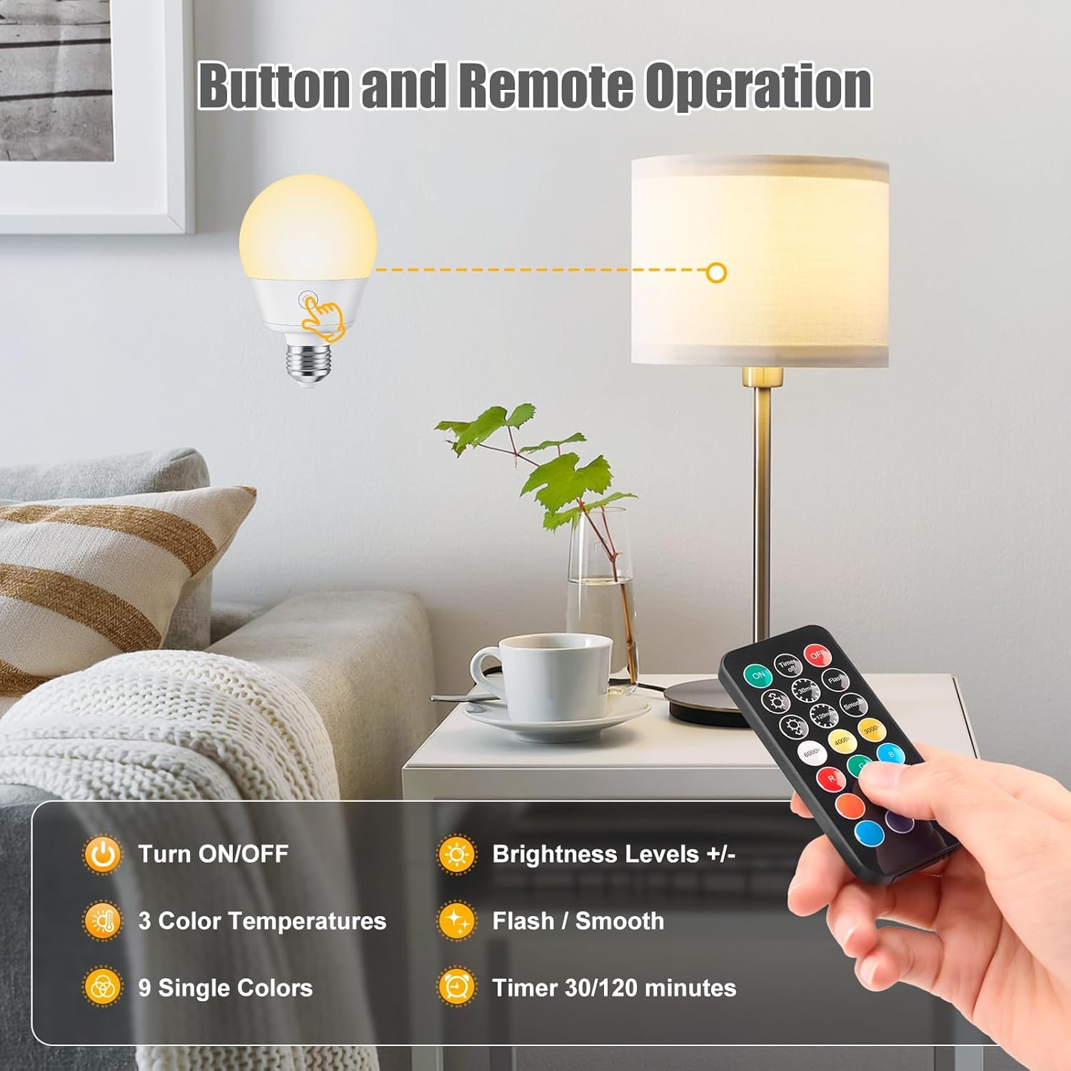 brightown-2-pack-e26-rechargeable-backup-light-bulb-with-remote-for-sconces-lamp image 6