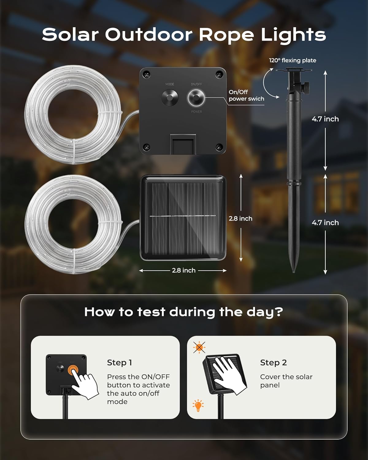 brightown-78ft-200-led-solar-rope-lights-2-pack-8-modes-warm-white image 5