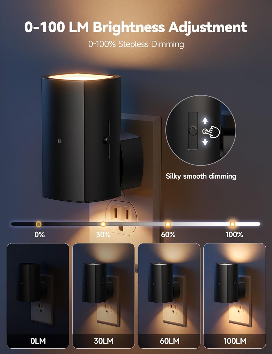 brightown-2-pack-plug-in-night-lights-with-rotating-plug-light-sensor-warm-white image 5