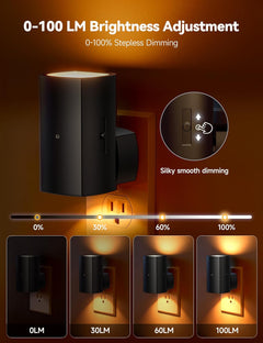 brightown-2-pack-black-plug-in-night-lights-with-rotating-plug-light-sensor-for- image 2
