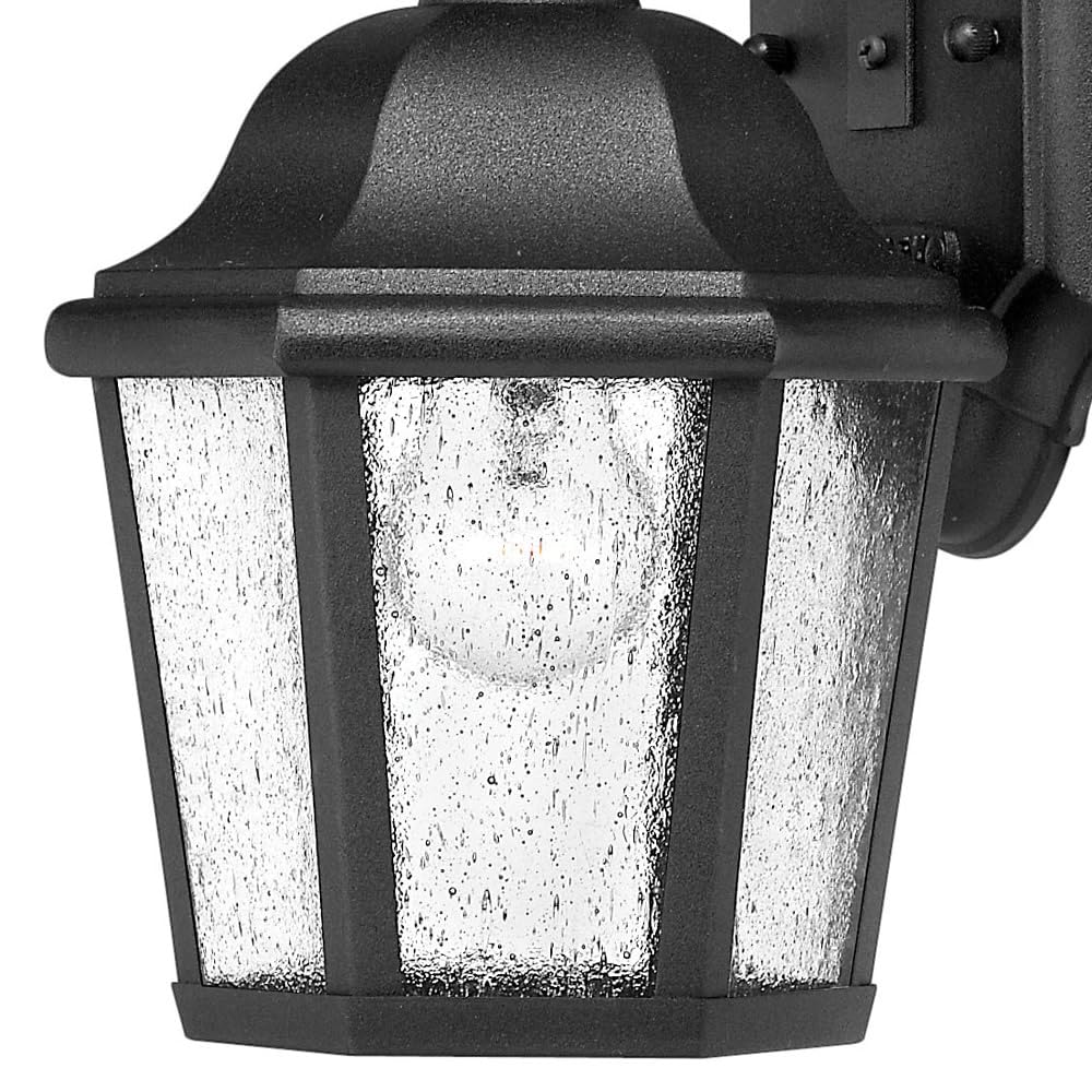 hinkley-edgewater-small-wall-mount-outdoor-lantern-black-clear-seedy-glass image 4