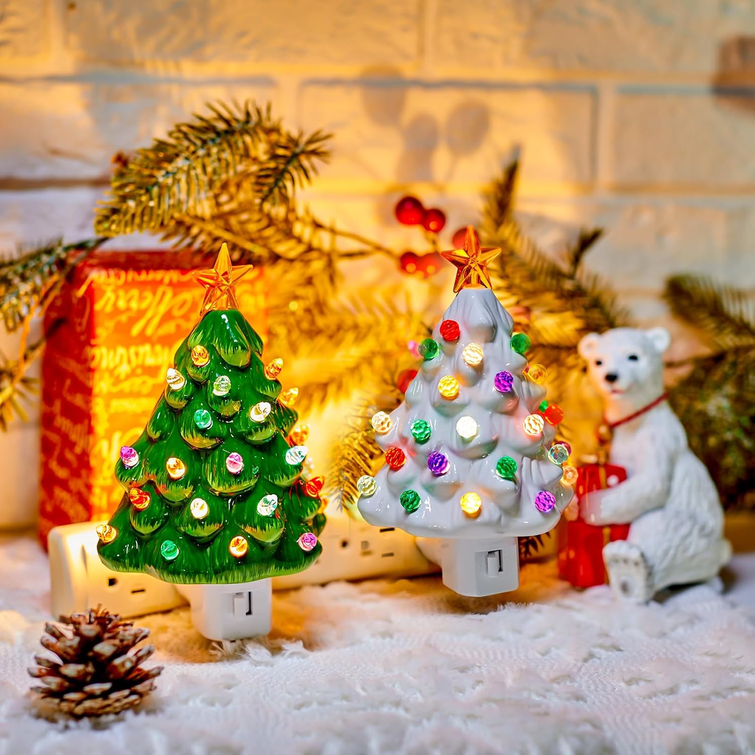 brightown-2-pack-6-decorative-ceramic-christmas-tree-night-light-with-glossy-fin image 3