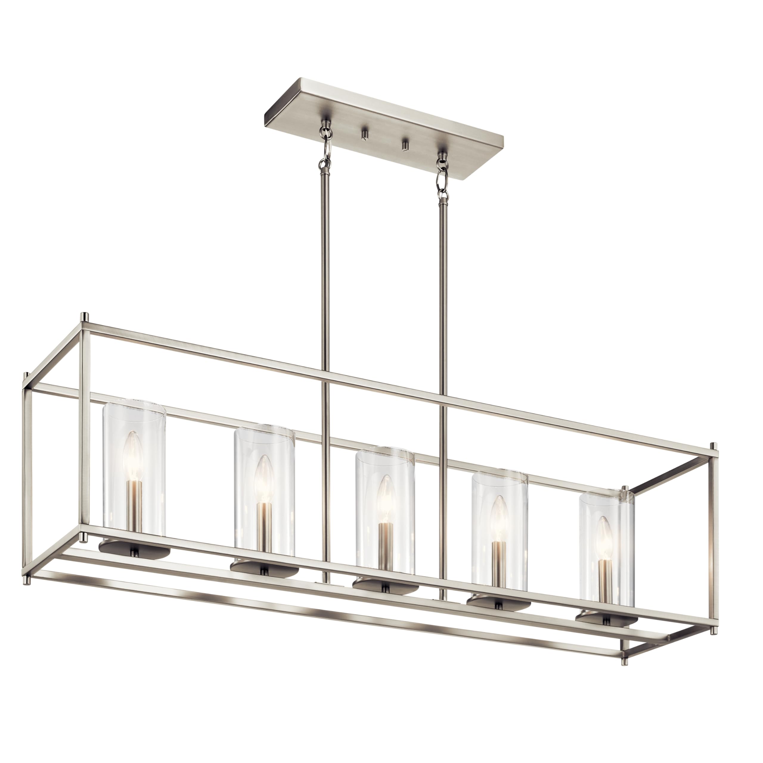 kichler-crosby-5-light-linear-chandelier-in-brushed-nickel-43995ni-for-dining-ro image 1