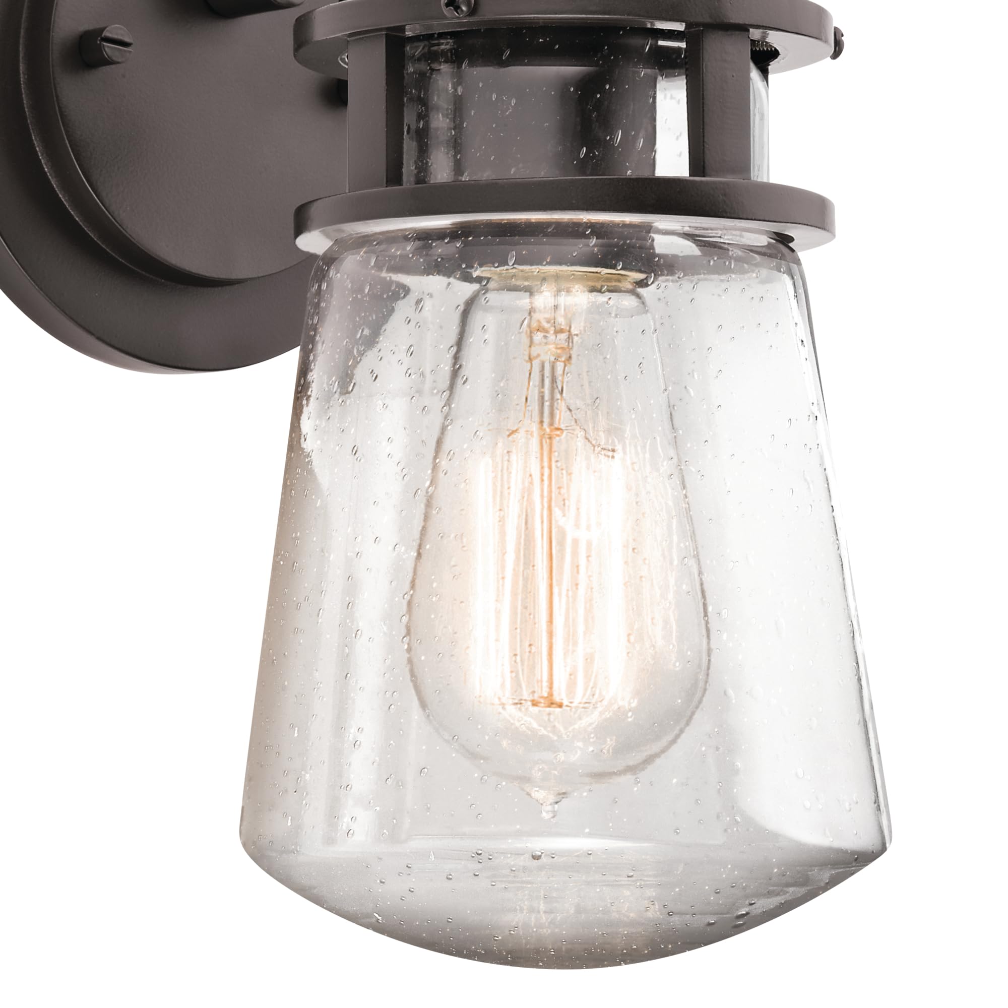 kichler-lyndon-1-light-outdoor-wall-sconce-in-architectural-bronze-with-clear-se image 4