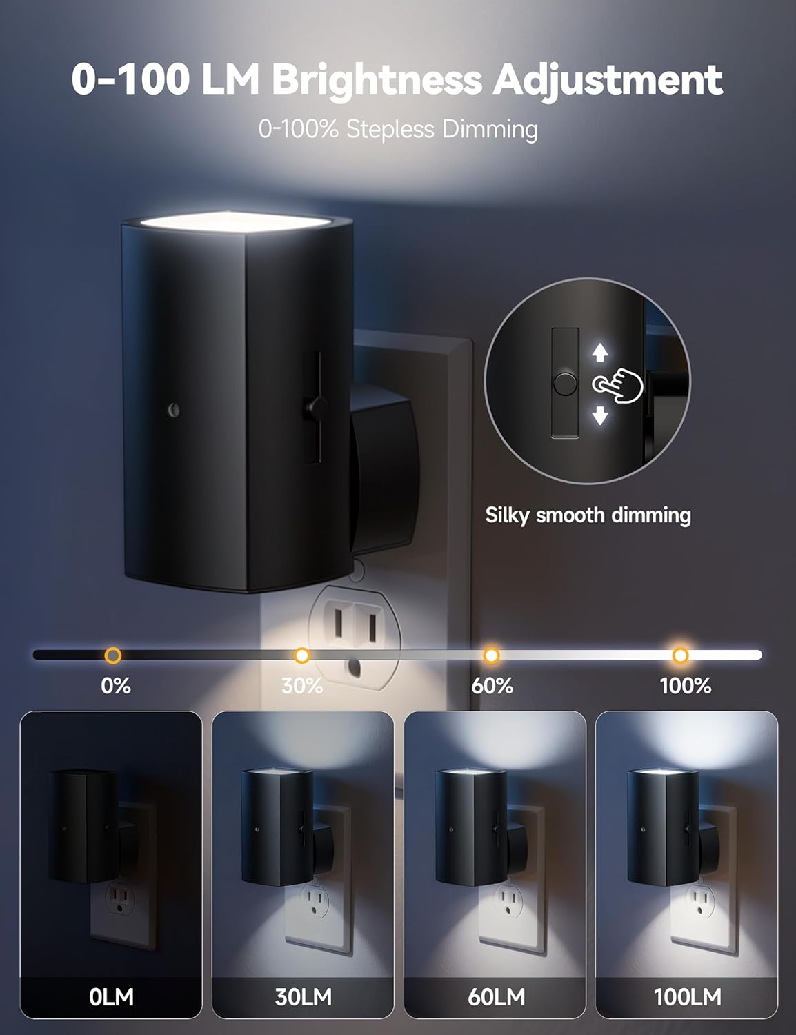 brightown-2-pack-plug-in-night-lights-with-rotating-plug-light-sensor-pure-white image 2