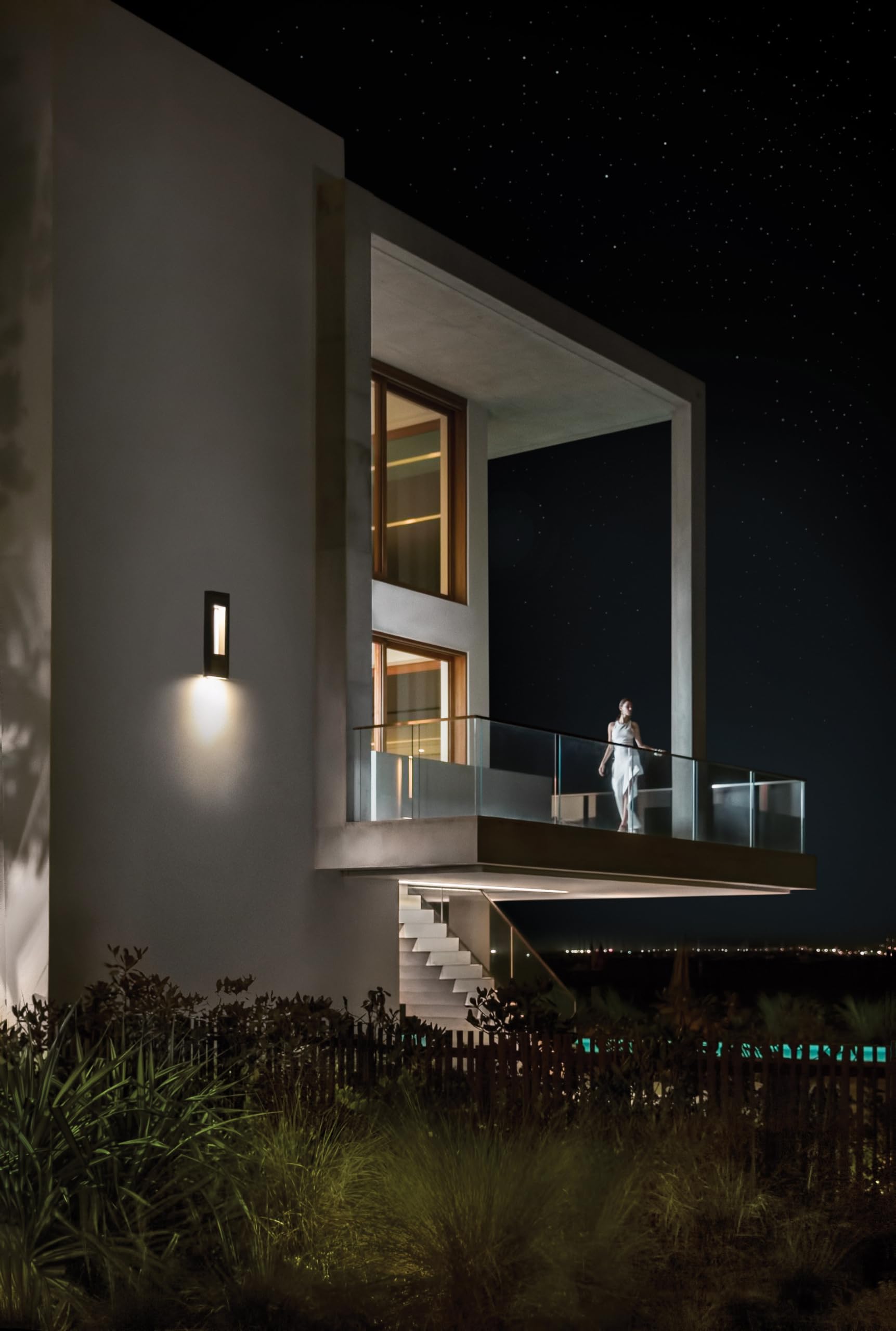hinkley-atlantis-large-wall-mount-outdoor-lantern-integrated-led-satin-black-dar image 7
