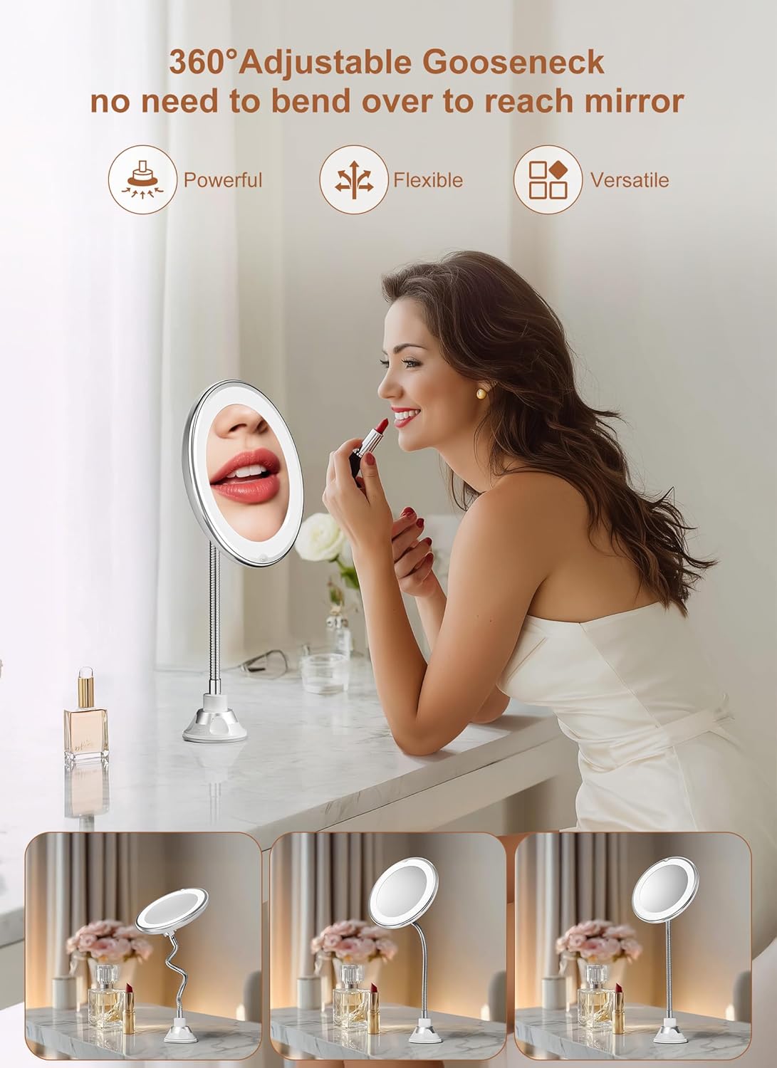 brightown-gooseneck-makeup-mirror-light-with-10x-magnification-battery-operated image 7