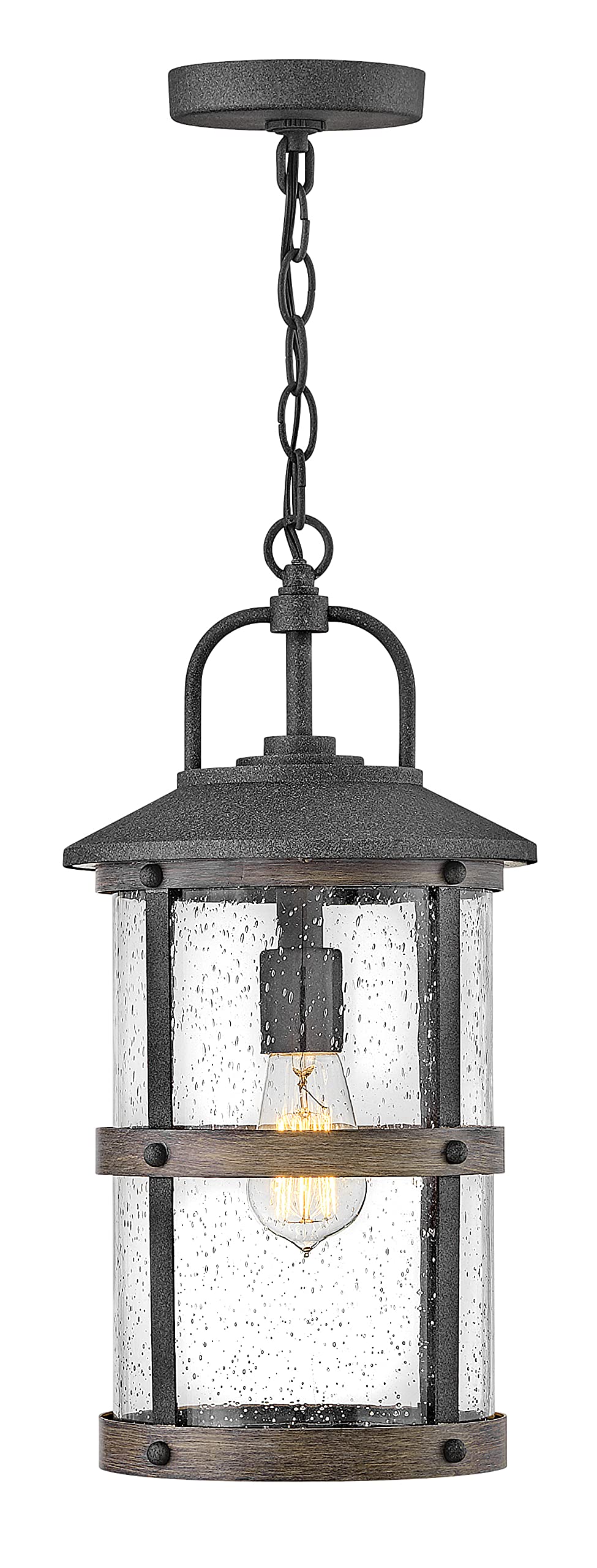 hinkley-lakehouse-one-light-outdoor-medium-hanging-lantern-black-with-clear-seed image 3