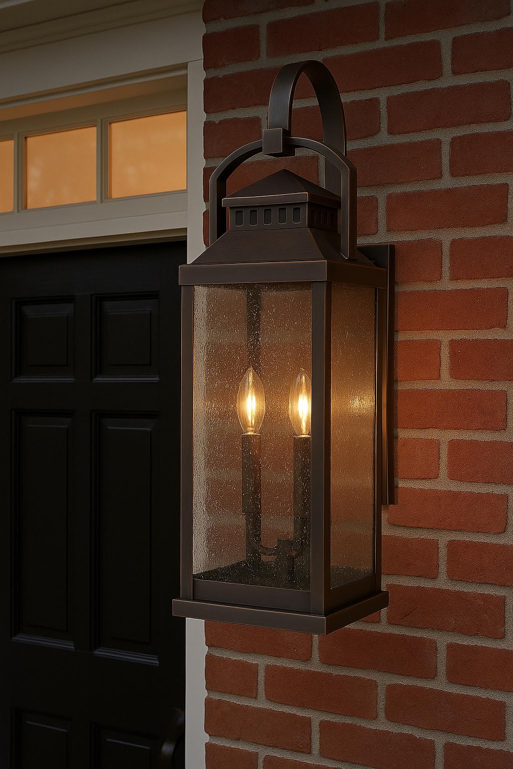 hinkley-revere-two-light-wall-mount-outdoor-coach-lantern-clear-seedy-glass-pane image 3