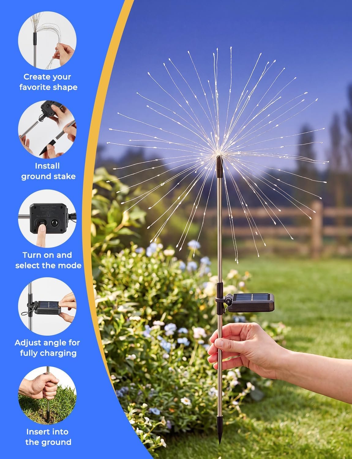 brightown-2-pack-150-led-firework-solar-powered-stake-lights-garden-yard-pathway image 7